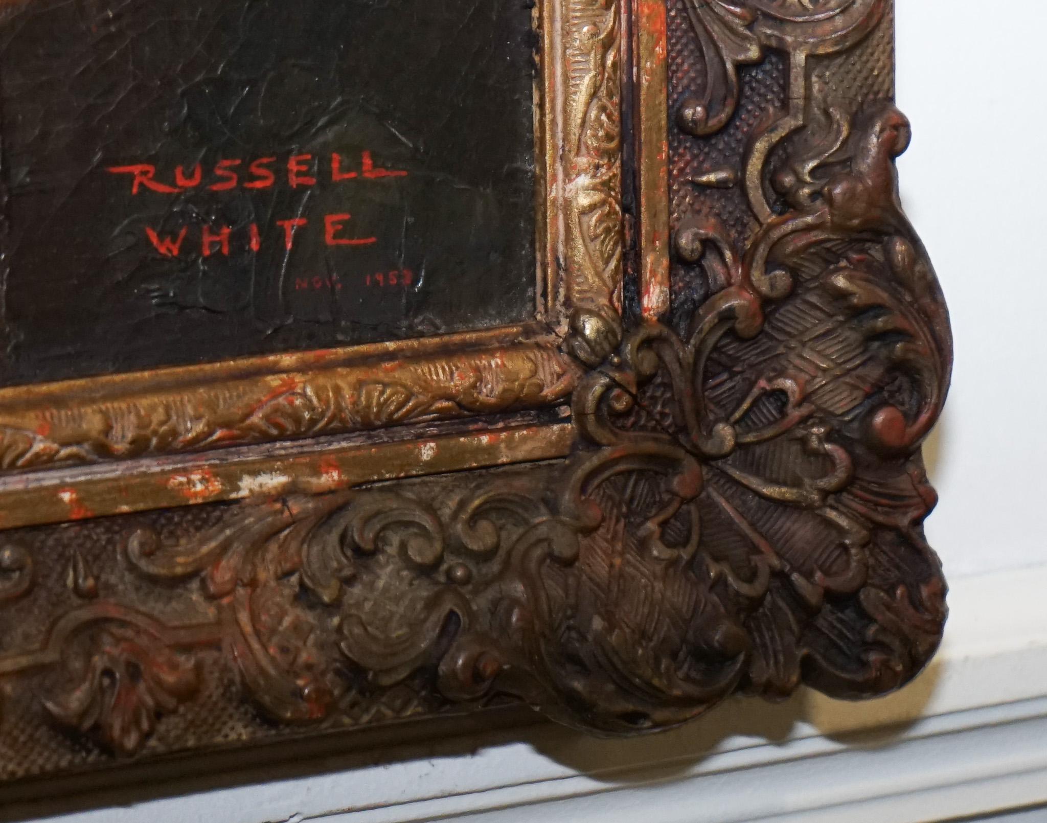 
Antiquités de Londres



Présentation d'une captivante nature morte représentant un bouquet floral vibrant, élégamment encadrée dans un cadre doré qui en rehausse la beauté. Cette œuvre d'art exquise, signée par l'artiste Russel White et datée de