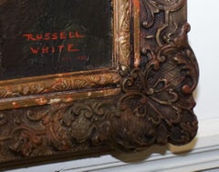 TABLEAU DE VIE BOUQUET FLORAL CADRE DORE SIGNÉ RUSSEL Whiting 1953