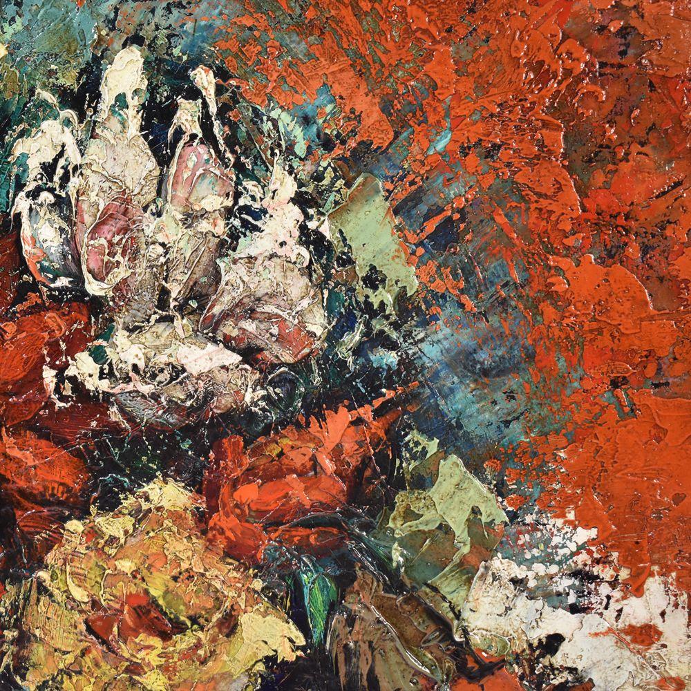 Pintura Naturaleza Muerta, Pintura Jarrón de Flores, Jarrón de Rosas, Óleo sobre Lienzo, 20º aniversario Otro en venta