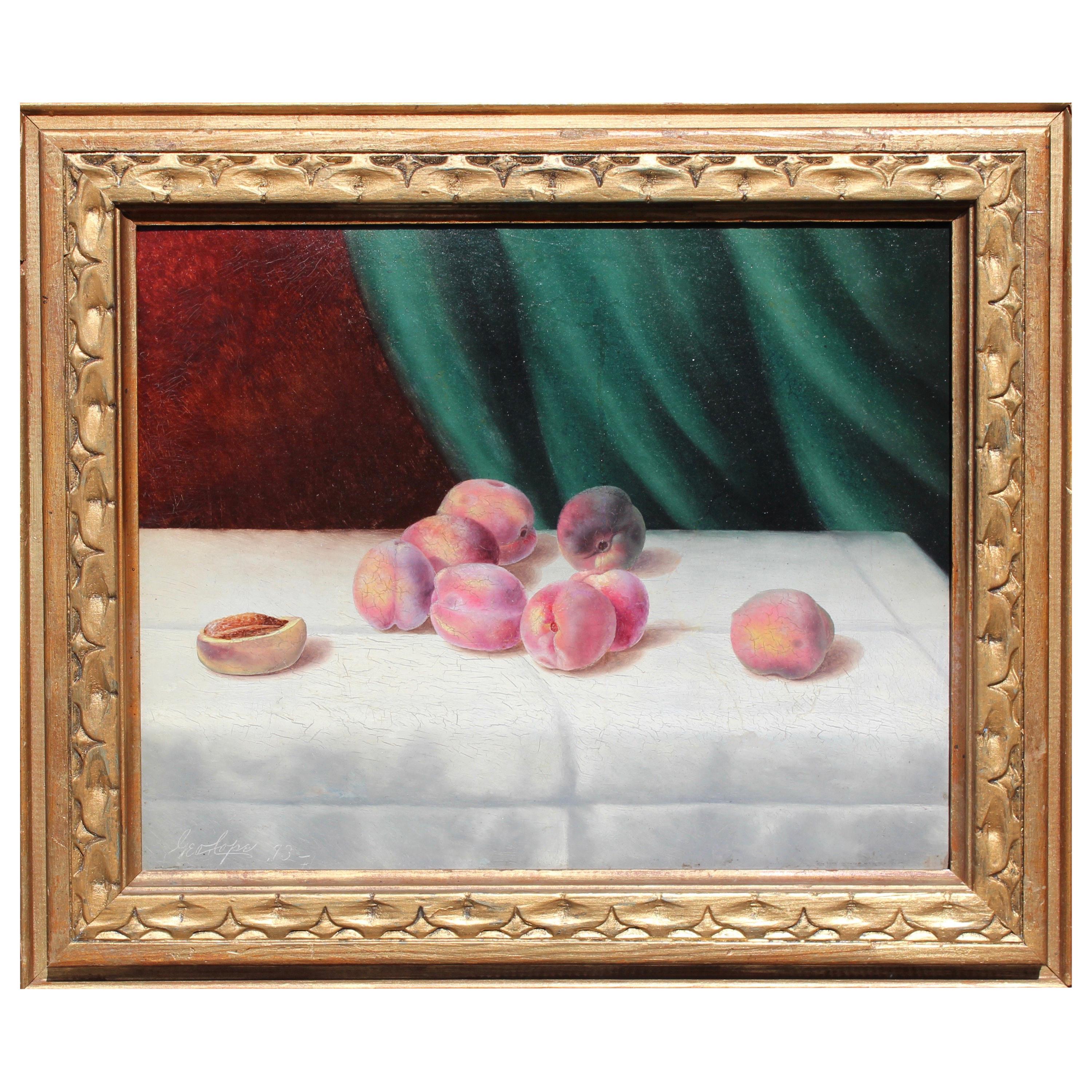 Still Life Painting of Peaches by George Cope For Sale