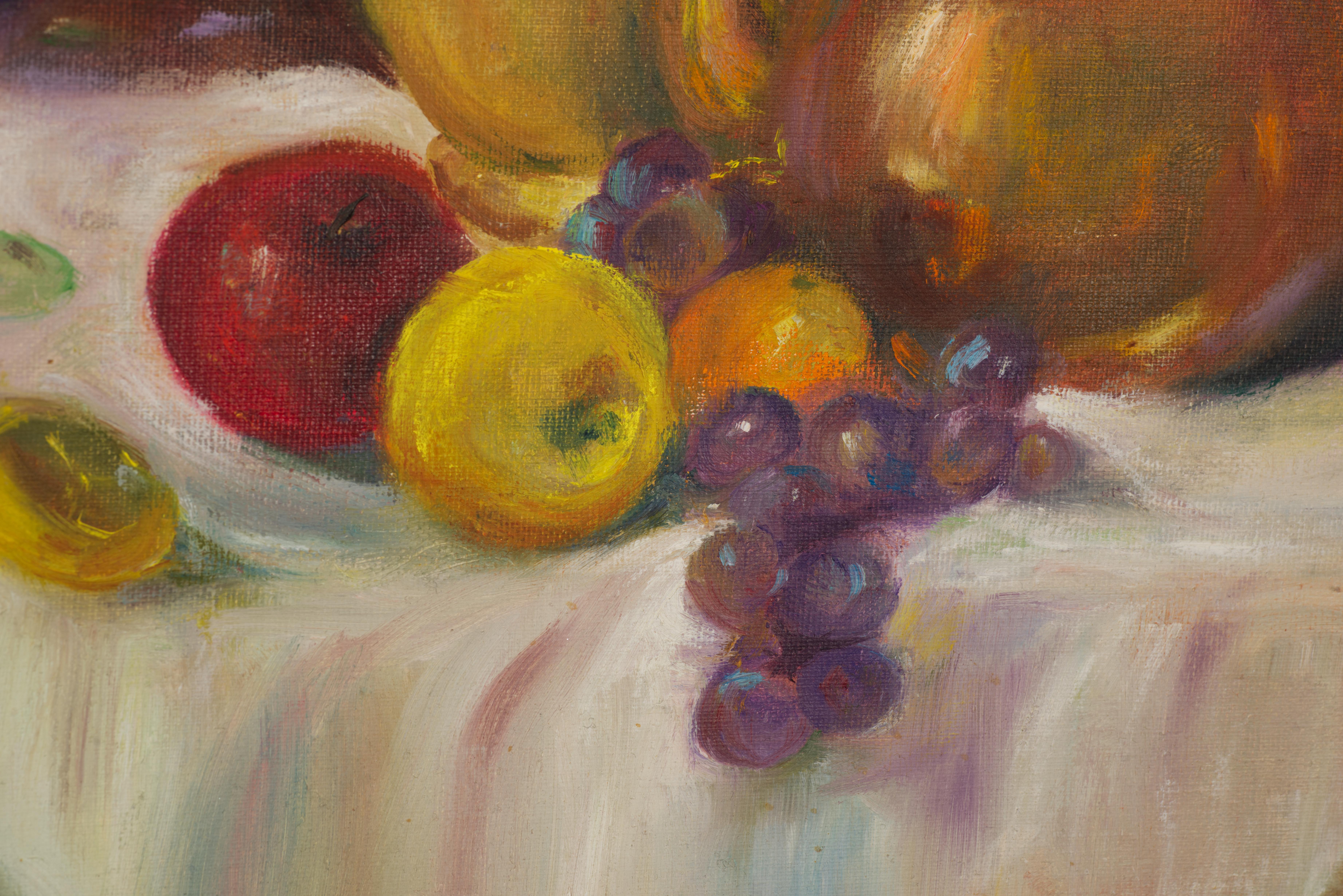 Hand-Painted Still Life Painting Oil on Board Framed, Signed For Sale