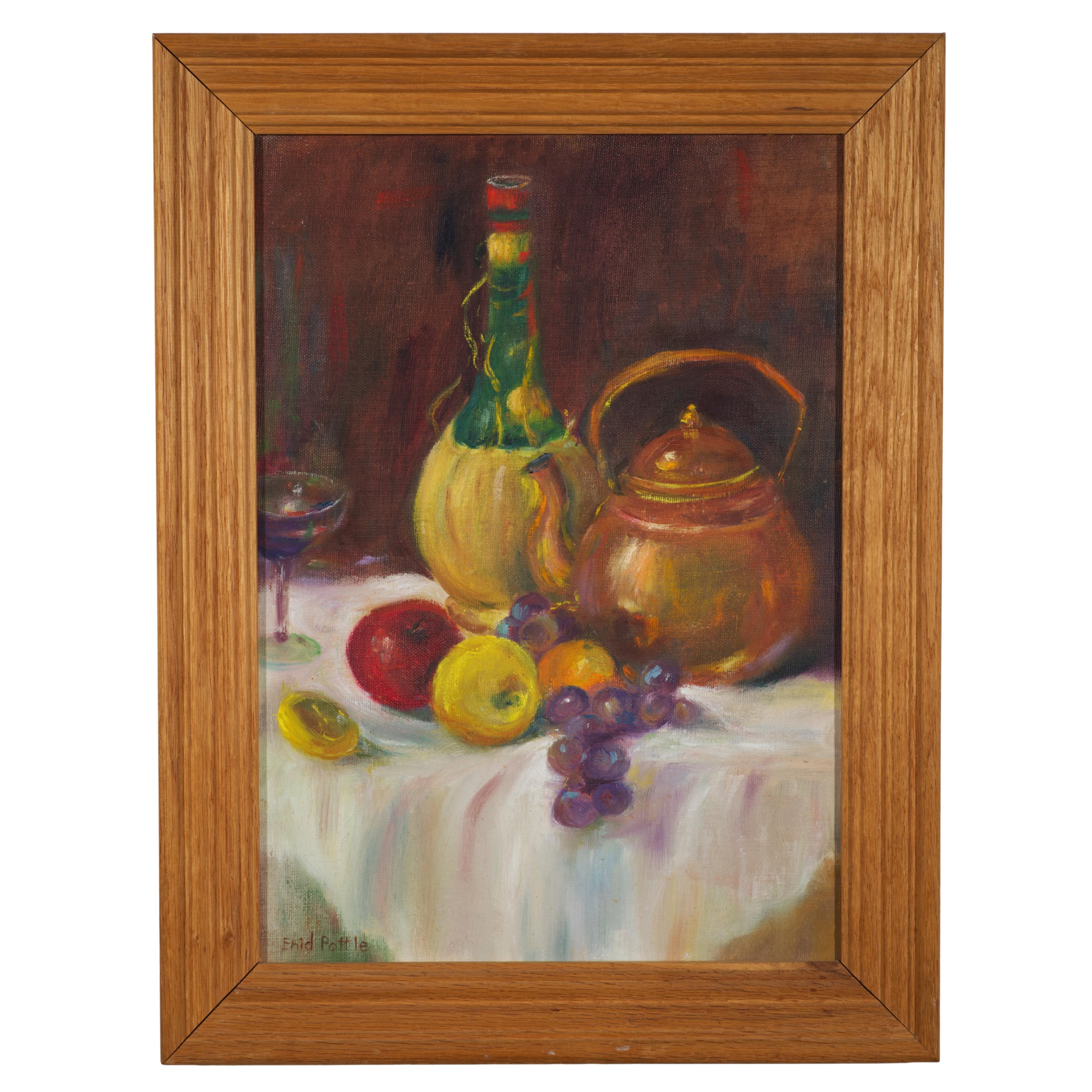 Still Life Painting Oil on Board Framed, Signed