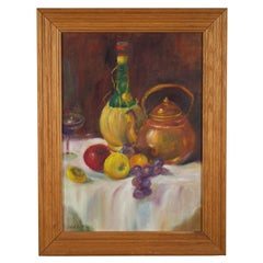 Still Life Painting Oil on Board Framed, Signed