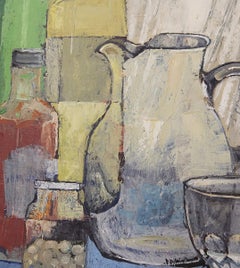 Still Life Painting on Canvas, Victor Petré, Belgium, circa 1960