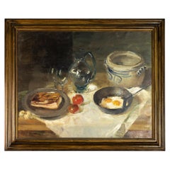 Still Life Painting, Pronvençal Table by Marcel Pire, Belgian, Framed