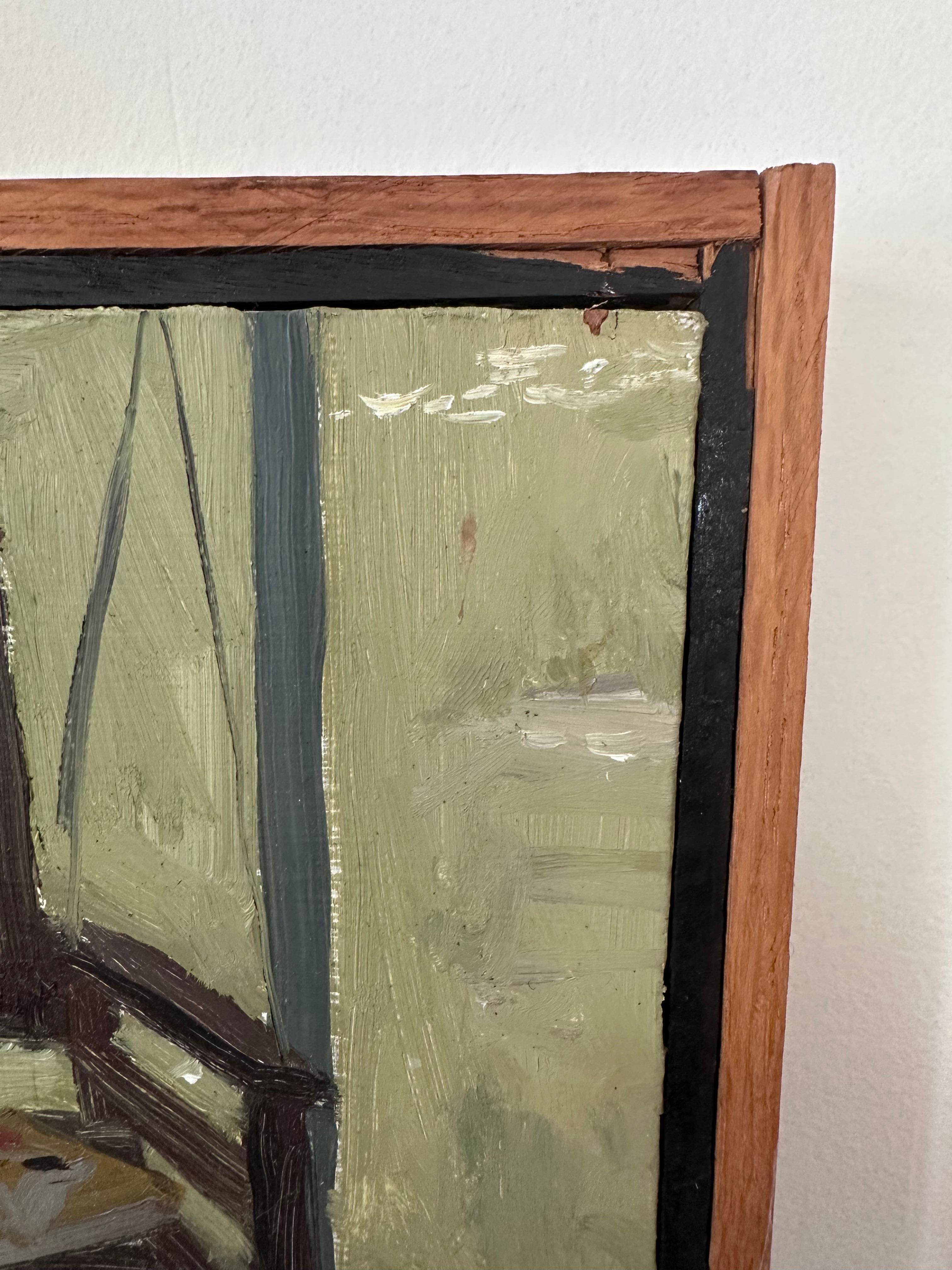 Natura morta con altalena in veranda e tavolo Pittura originale Artista sconosciuto in vendita 3