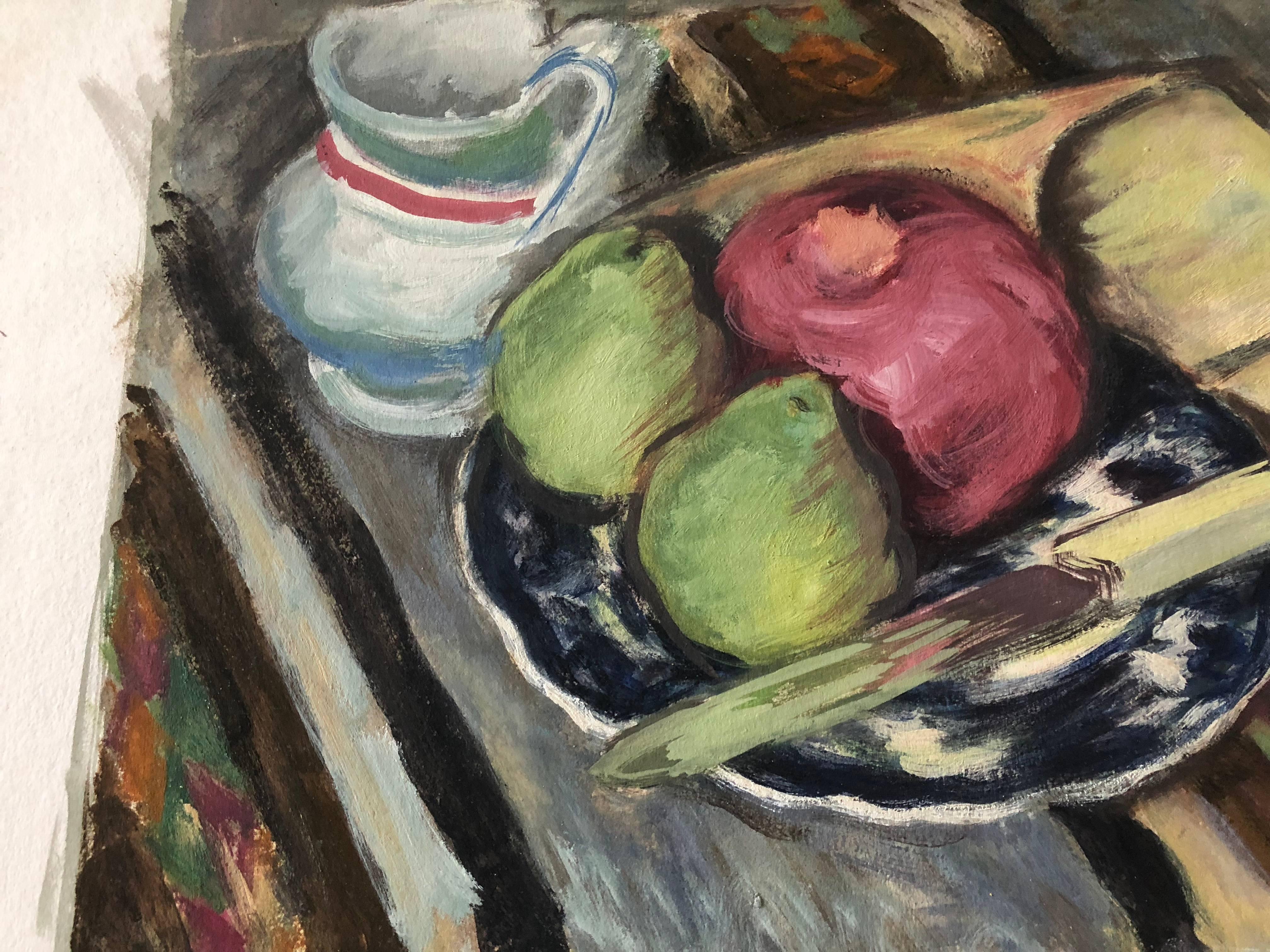 Still Life Watercolor Fruit Ensemble In Excellent Condition For Sale In Geneva, IL