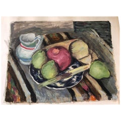 Vintage Still Life Watercolor Fruit Ensemble