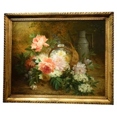 Stillleben mit einem Blumenkorb und einer Wasserdose, Jules Medard, 1855-1925