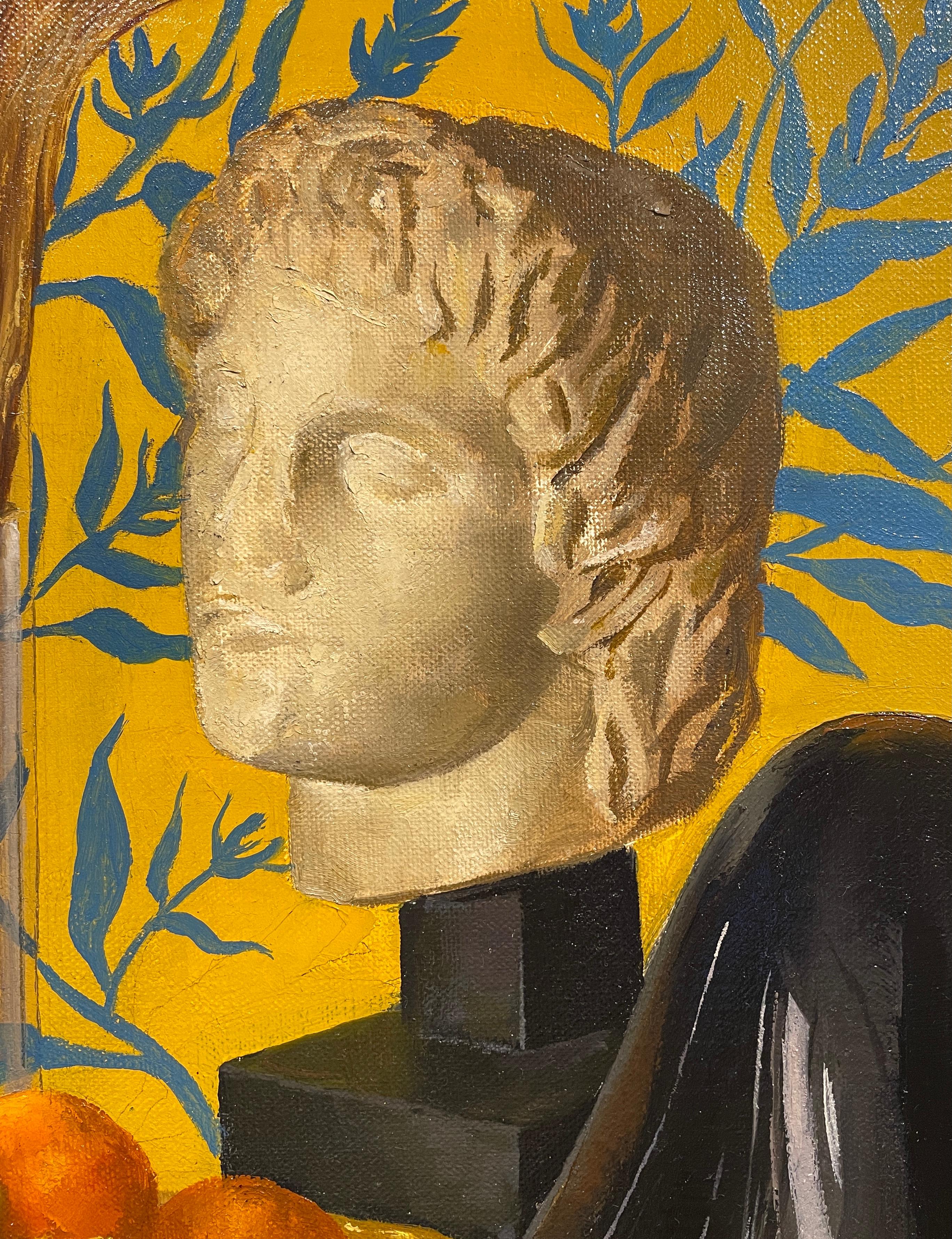 Americano Natura morta contemporanea con busto di Alexander il Grande e arancia Apple iBook in vendita