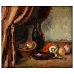 Antique Still Life with Black Bottle and an Aubergine, 1926