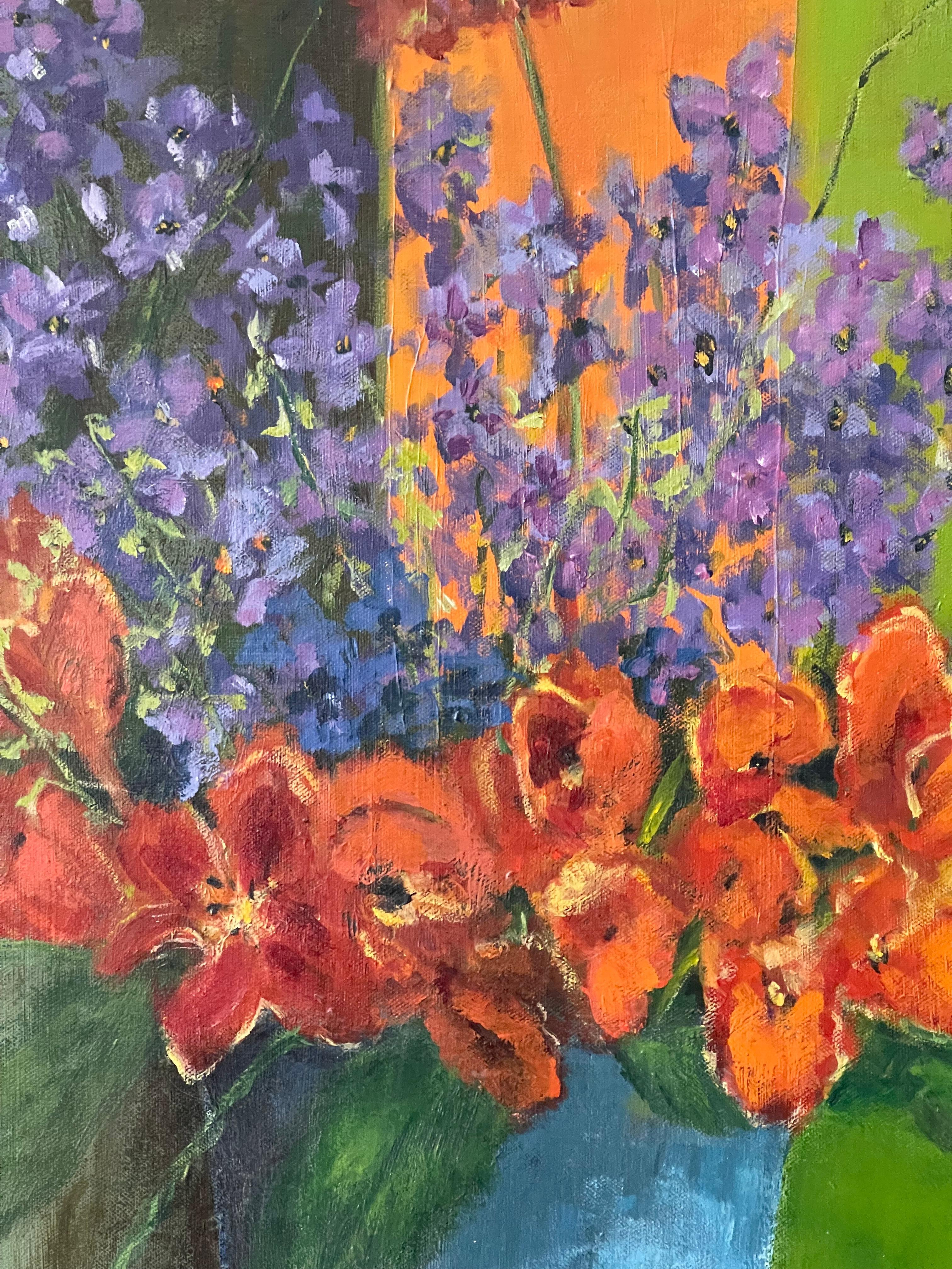 Stillleben mit blauer Vase, signiert Salzman, Gemälde (Ende des 20. Jahrhunderts) im Angebot