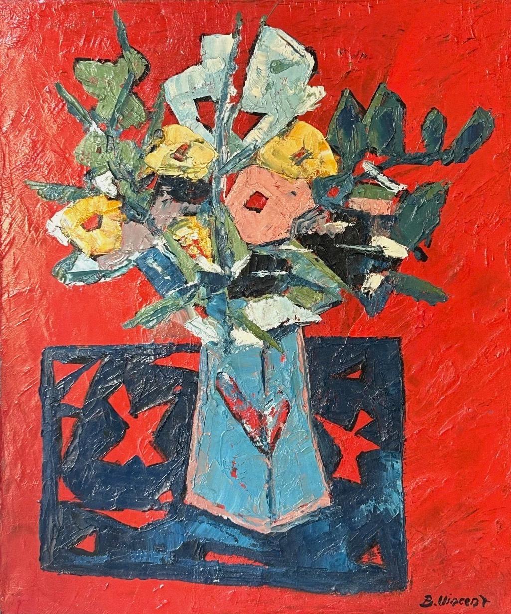 Stilleben mit Blumenstrauß von Bernard Vincent um 1970 (Gemalt) im Angebot