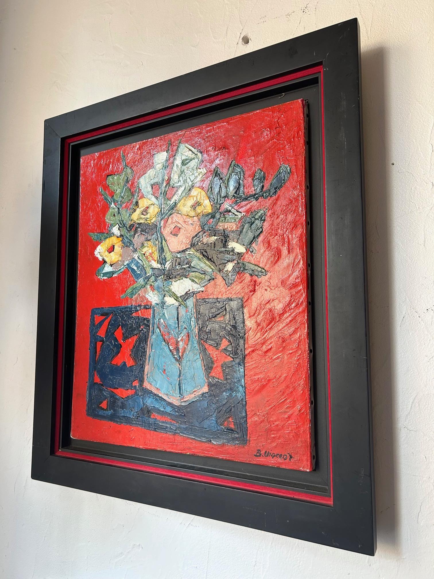 Stilleben mit Blumenstrauß von Bernard Vincent um 1970 im Zustand „Gut“ im Angebot in LE CANNET, FR