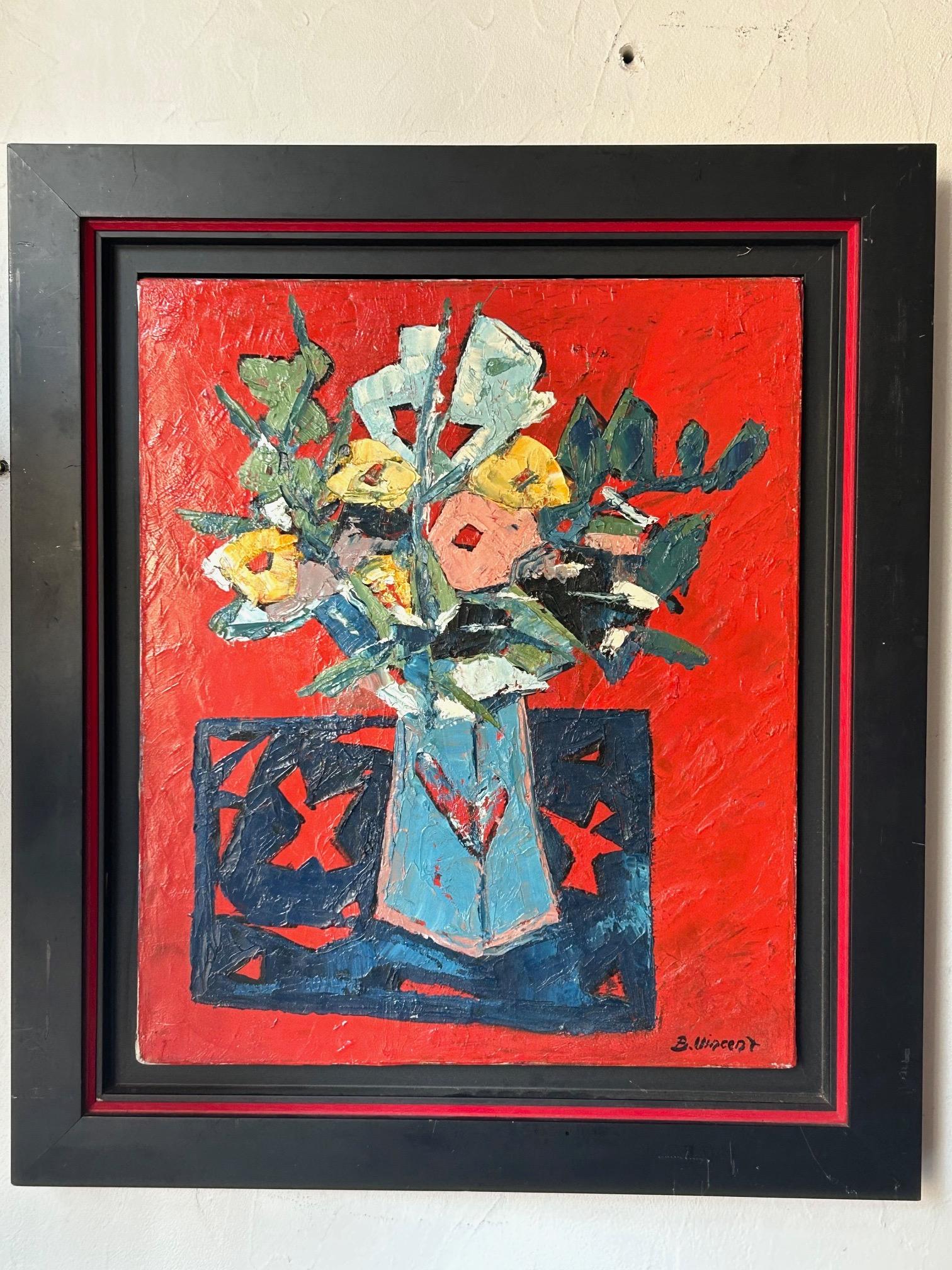 Stilleben mit Blumenstrauß von Bernard Vincent um 1970 (Ende des 20. Jahrhunderts) im Angebot