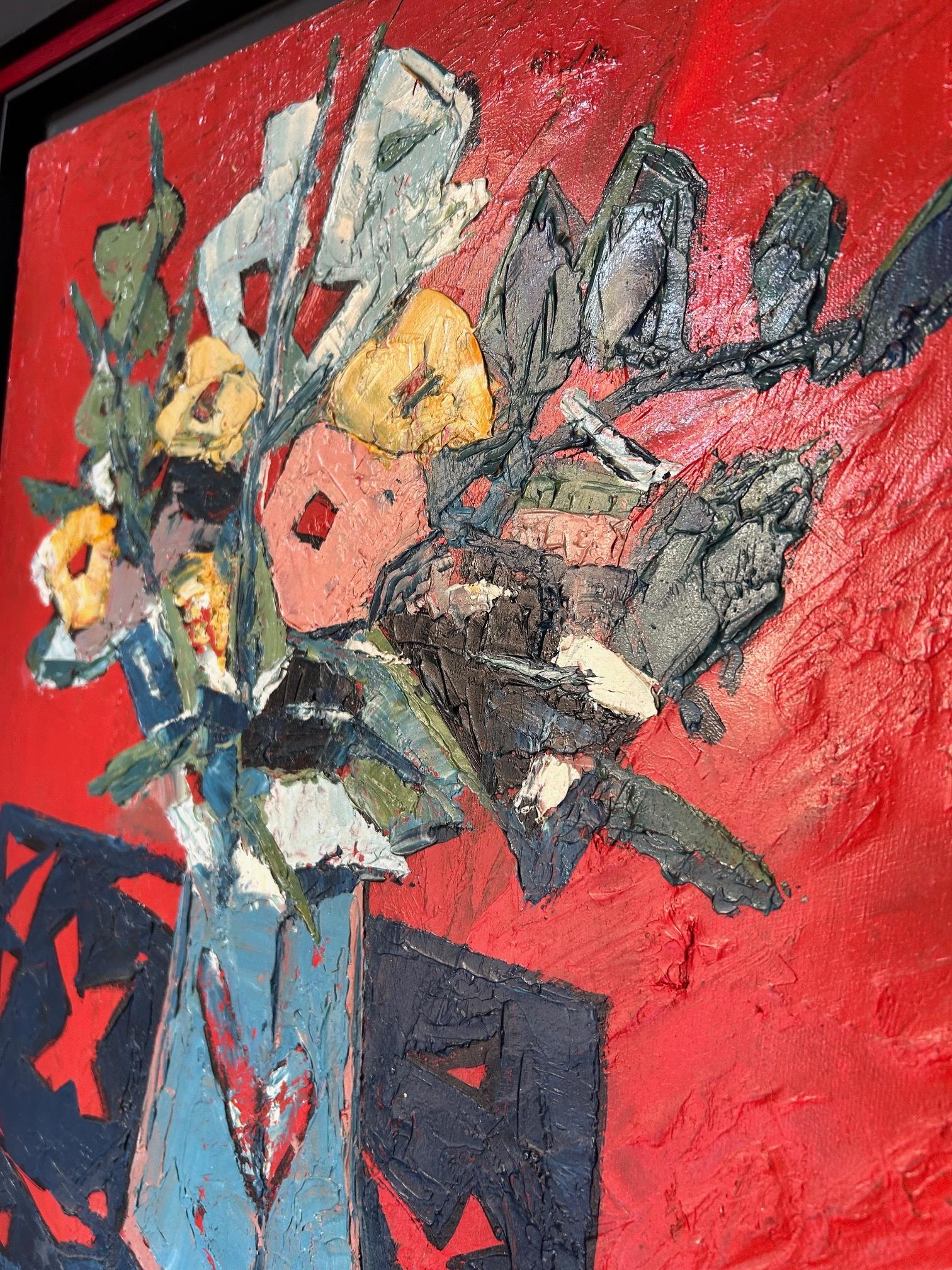 Stilleben mit Blumenstrauß von Bernard Vincent um 1970 im Angebot 1