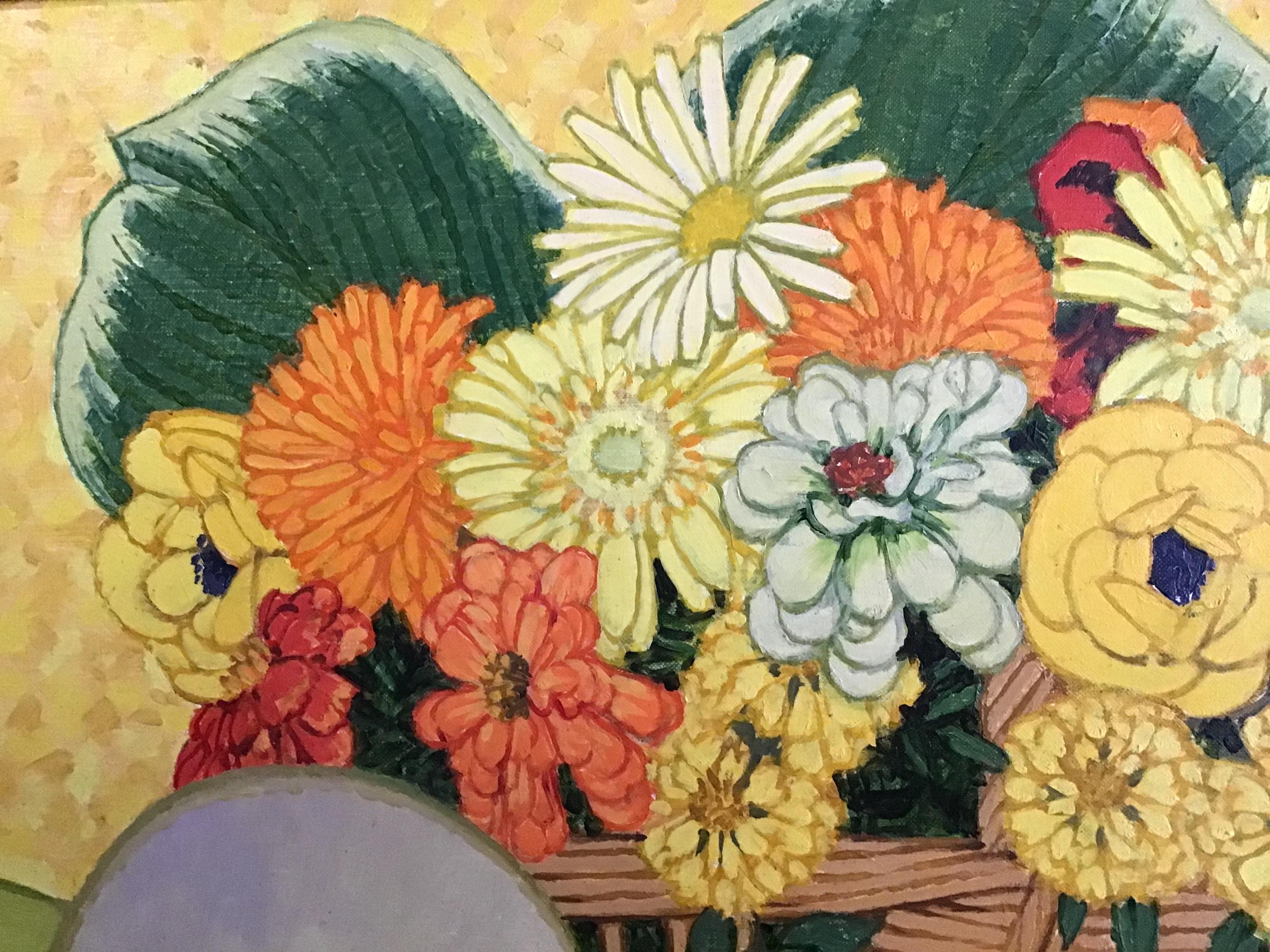 Mid-20th Century Still Life With Flowers By Frederick Arthur Jessup (1920-2007) Oil On Canvas For Sale