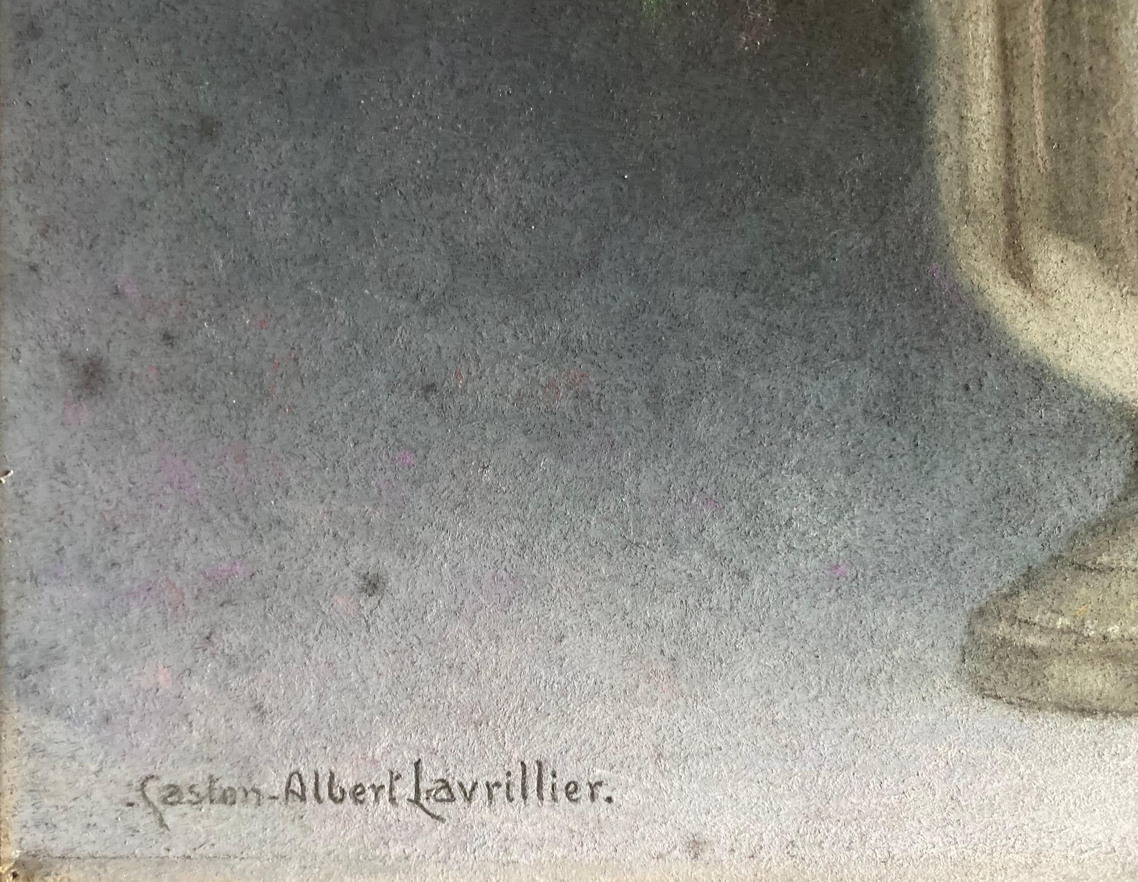 Stilleben mit Rosenstrauß - Pastell von Gaston Albert Lavrillier - CIRCA 1930 im Angebot 4