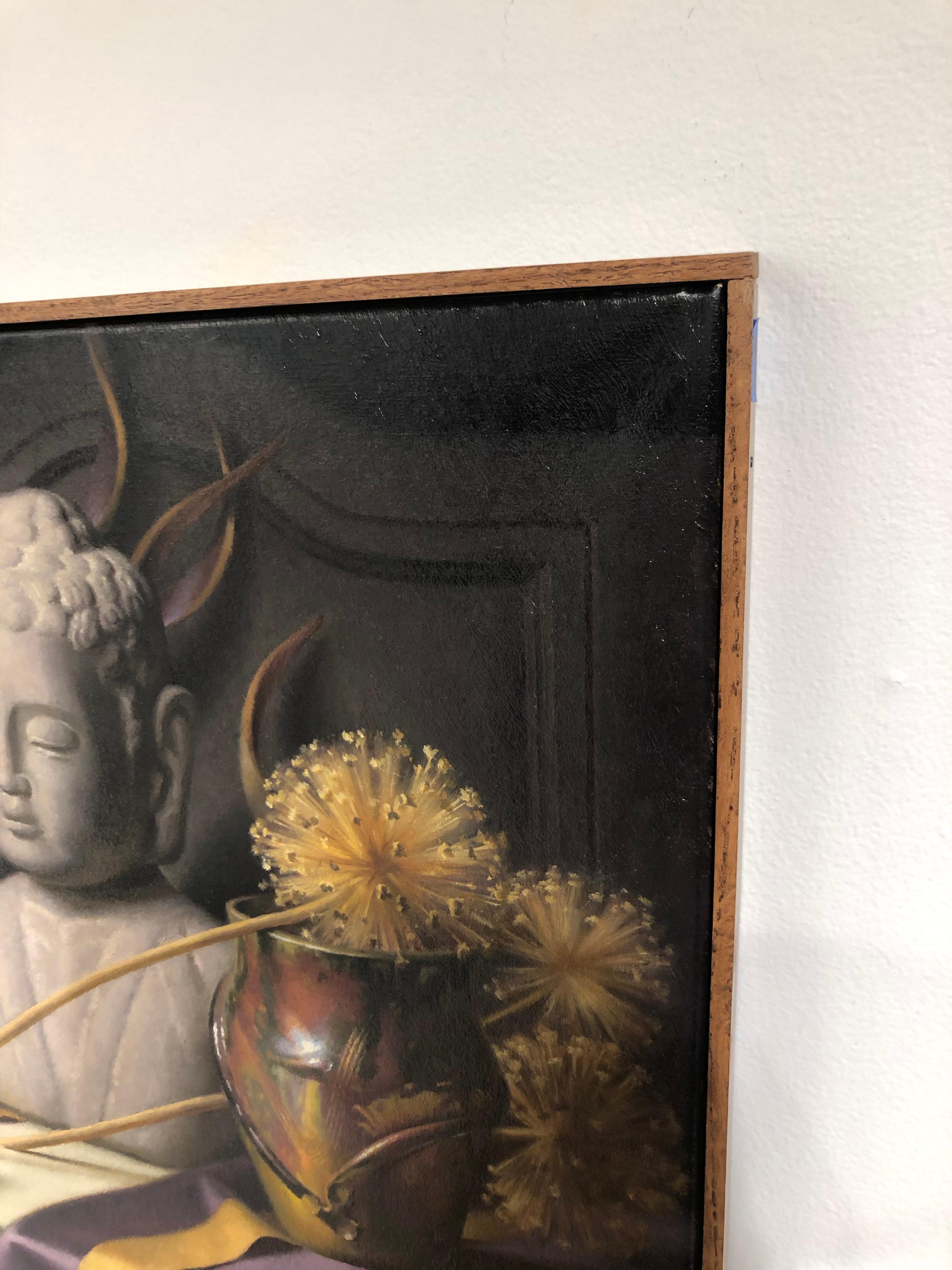 Still Life with Buddha, Original Oil Painting on Canvas by Michael Chelich 1