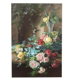 Naturaleza muerta con flores por M. Roblie