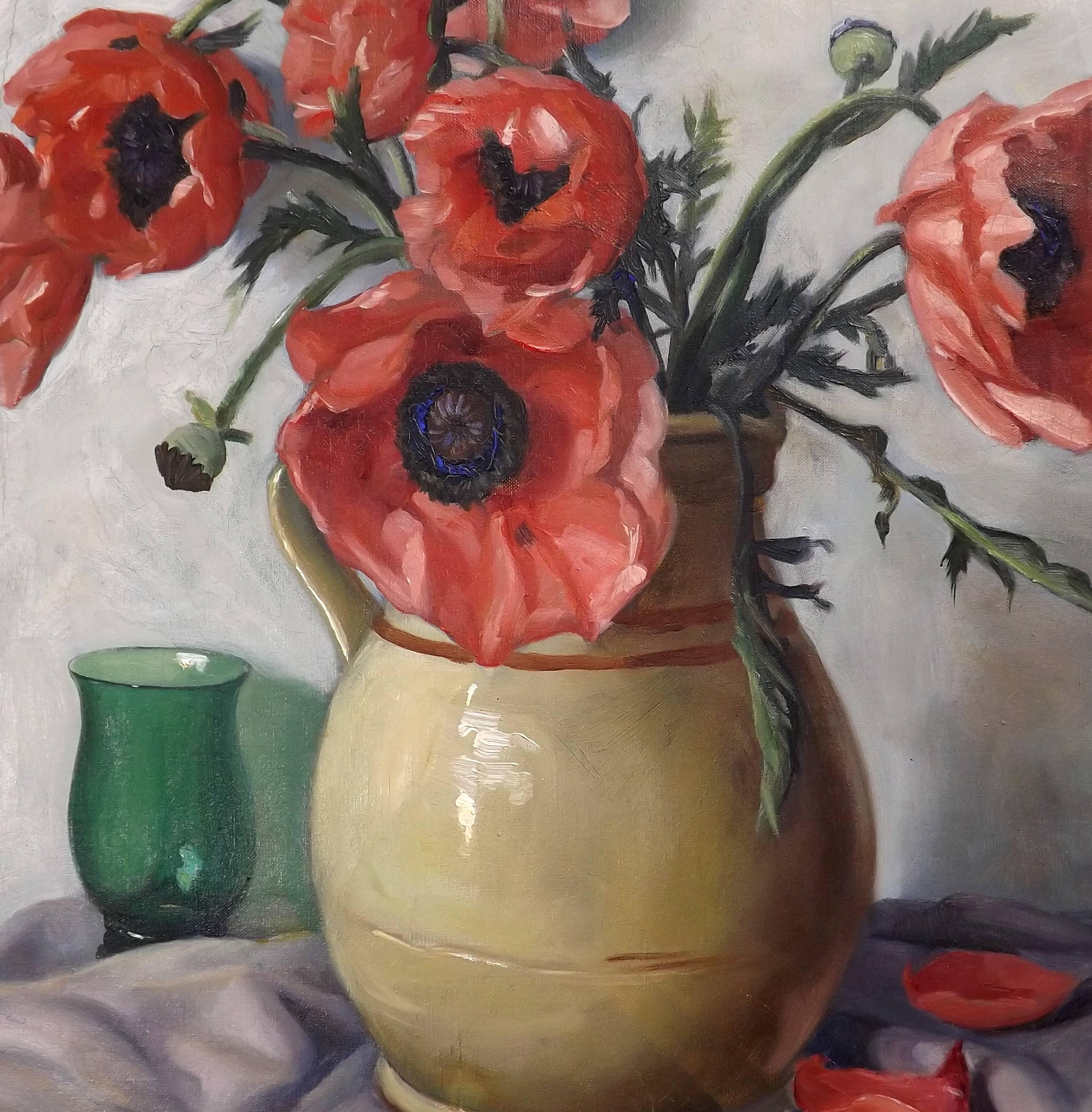 Dutch Still Life with Flowers by Willy Fleur, Dated 1934