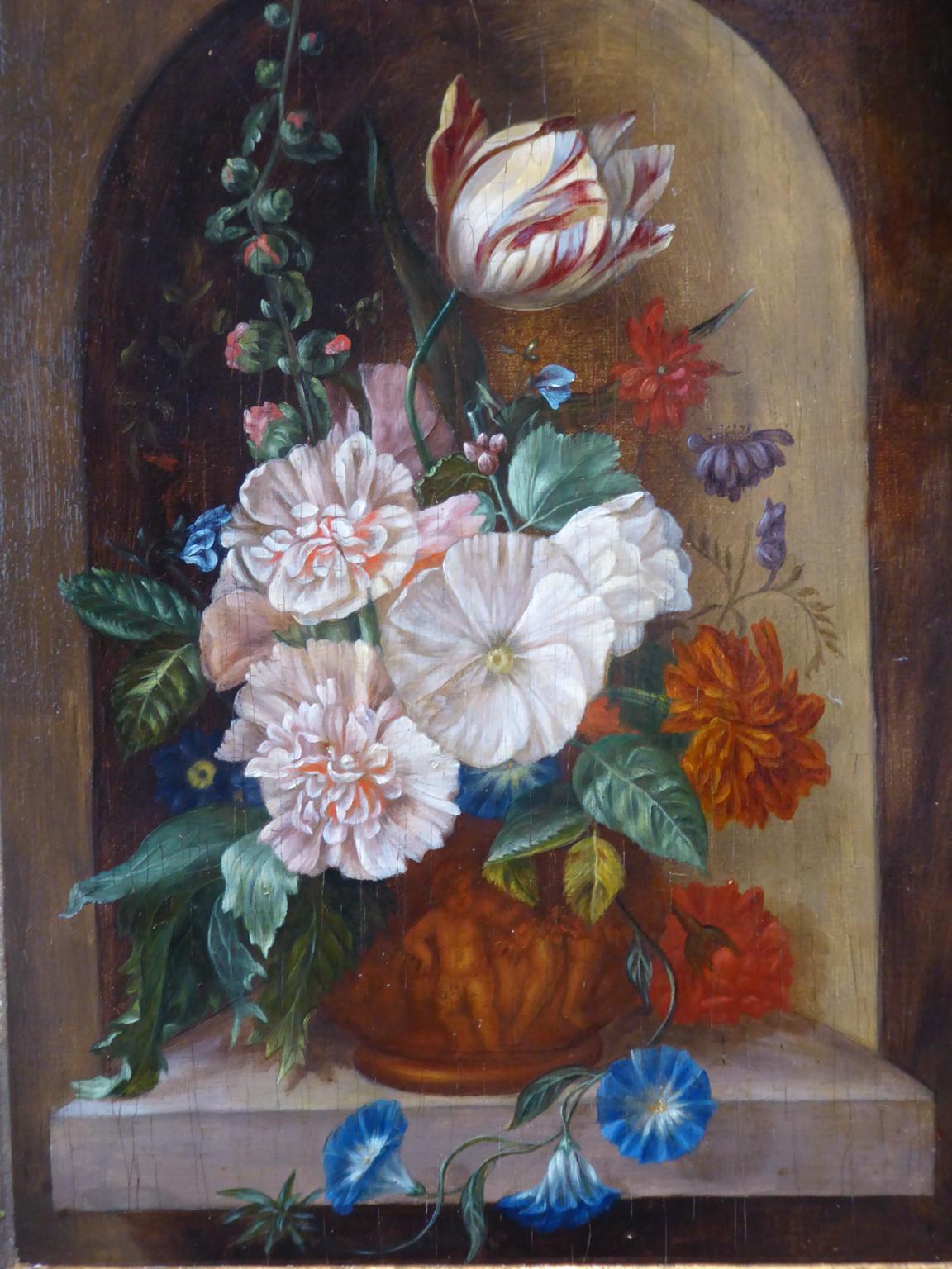 Still Life with Flowers, Dutch School Painting, 18th Century 5