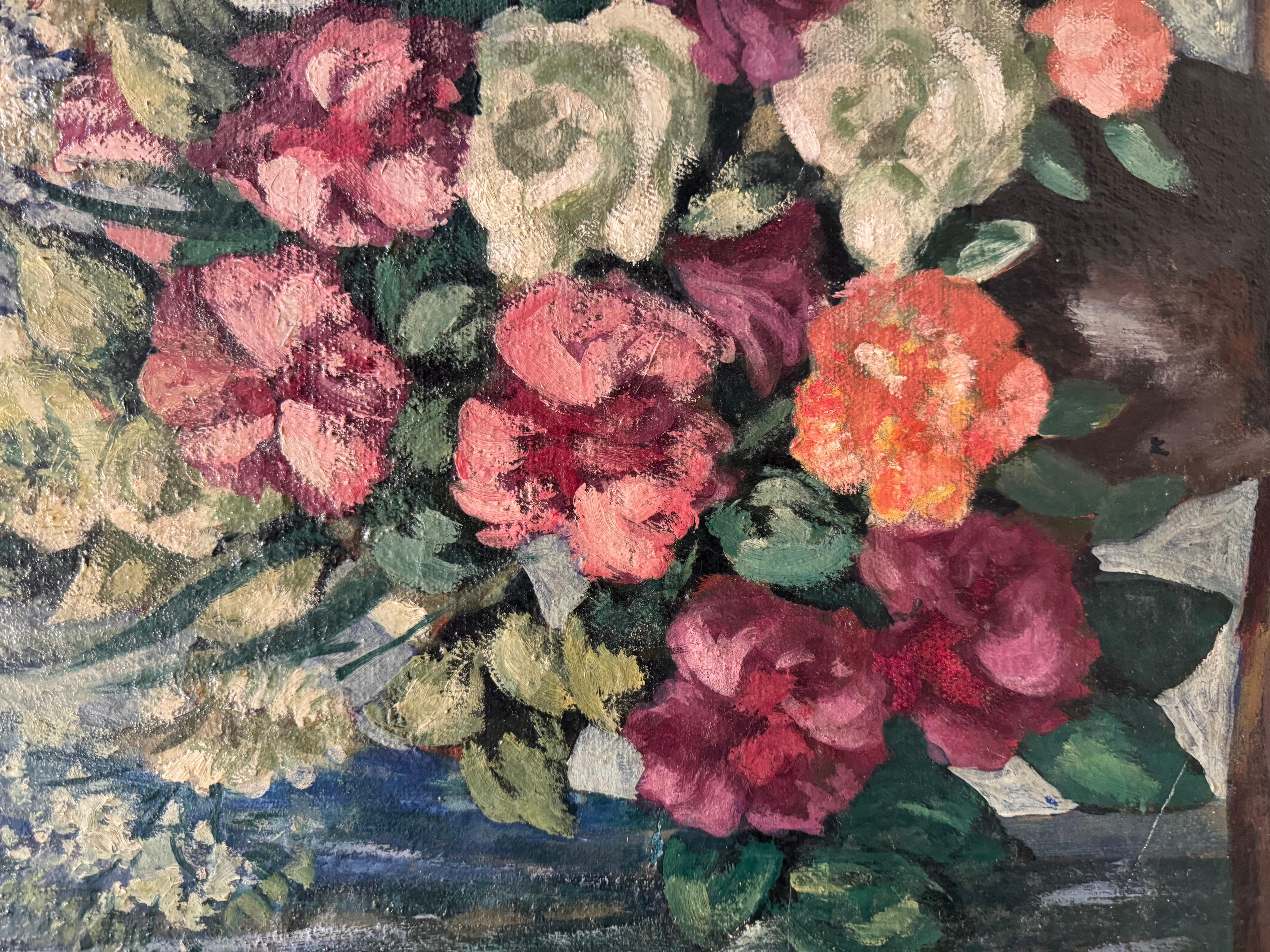 Stillleben mit Blumen, Emile GAUDISSARD (1872-1956) (Art déco) im Angebot
