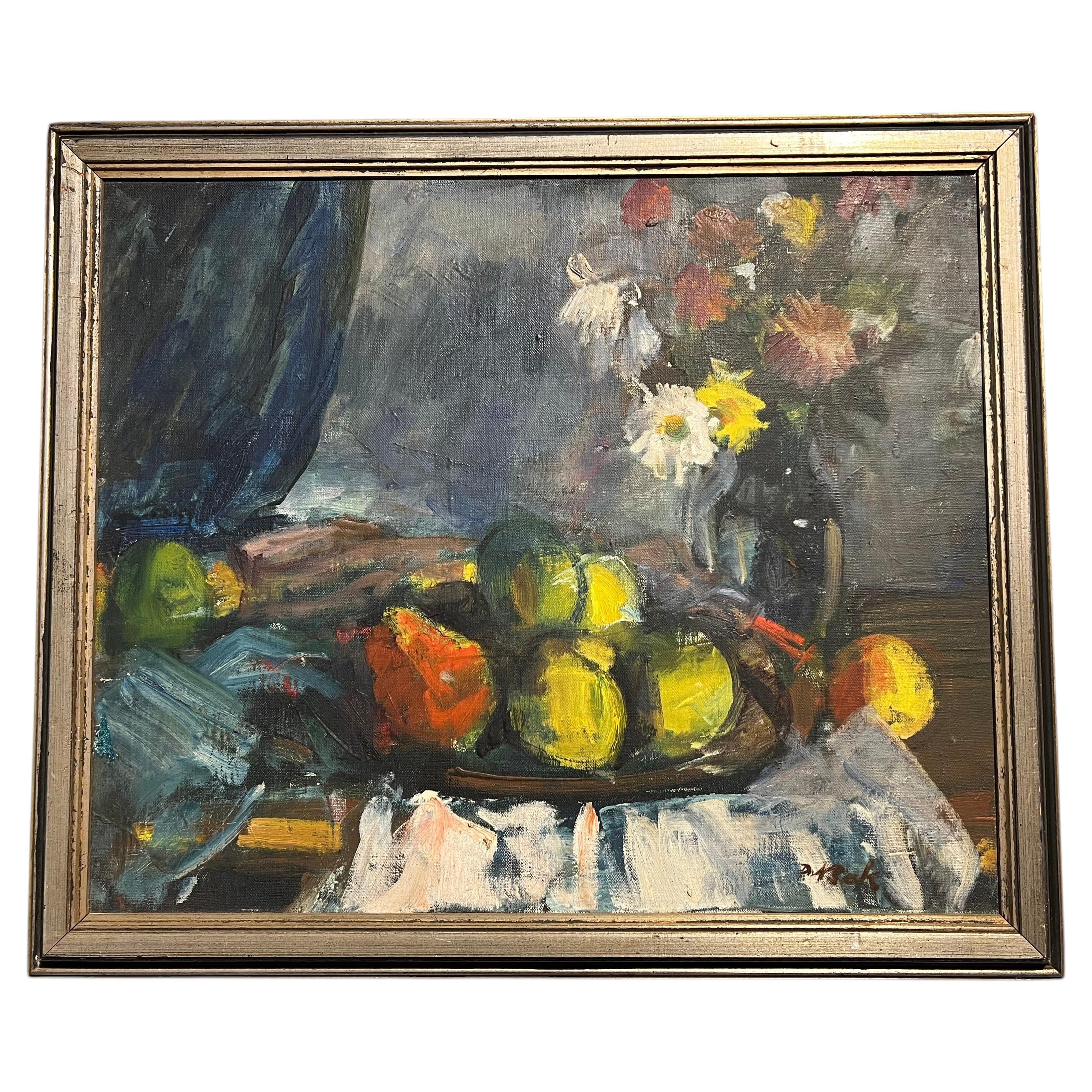 Still Life with Flowers, Oil on Canvas, Signed, Hungarian, Circa 1950s