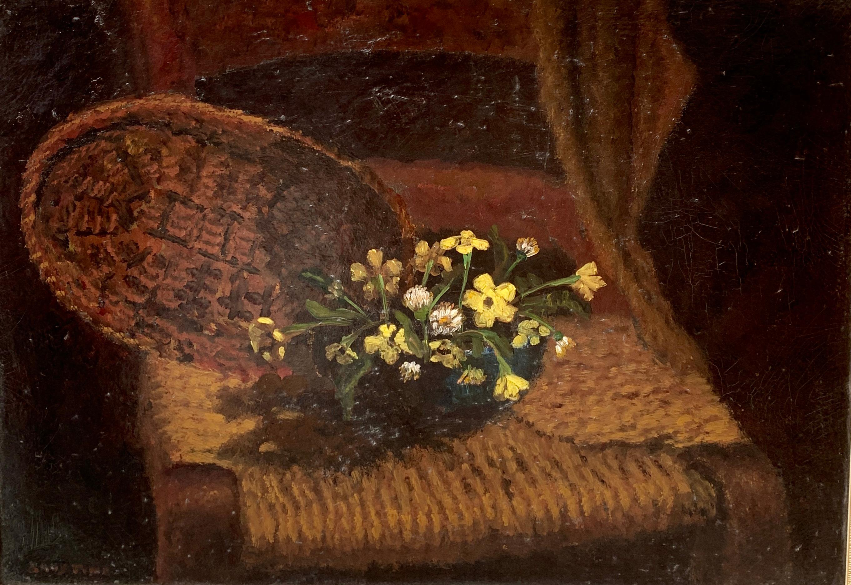 Nature morte avec fleurs, peinture à l'huile sur toile de l'artiste américano-italien   Bon état - En vente à Haddonfield, NJ