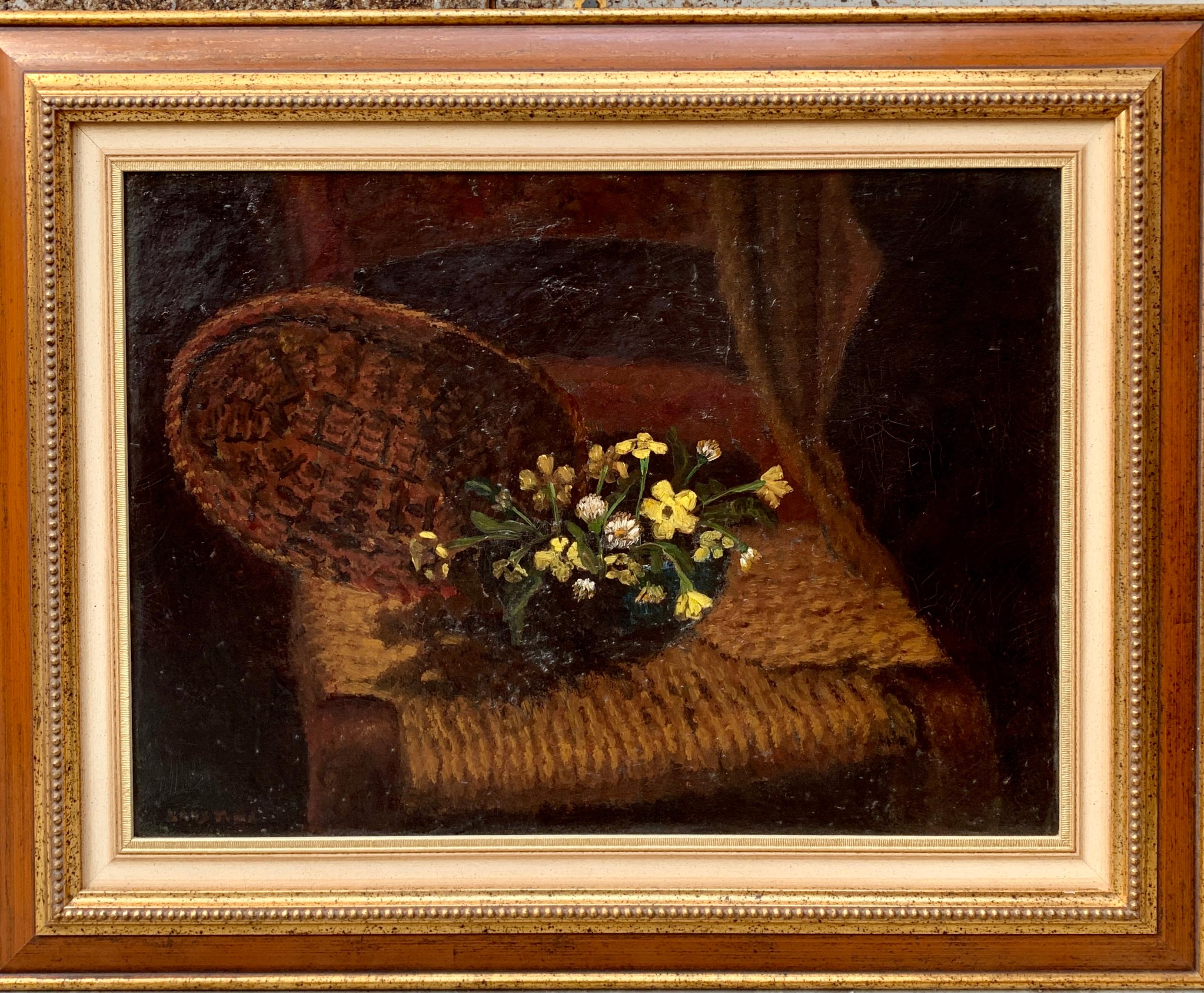 20ième siècle Nature morte avec fleurs, peinture à l'huile sur toile de l'artiste américano-italien   en vente