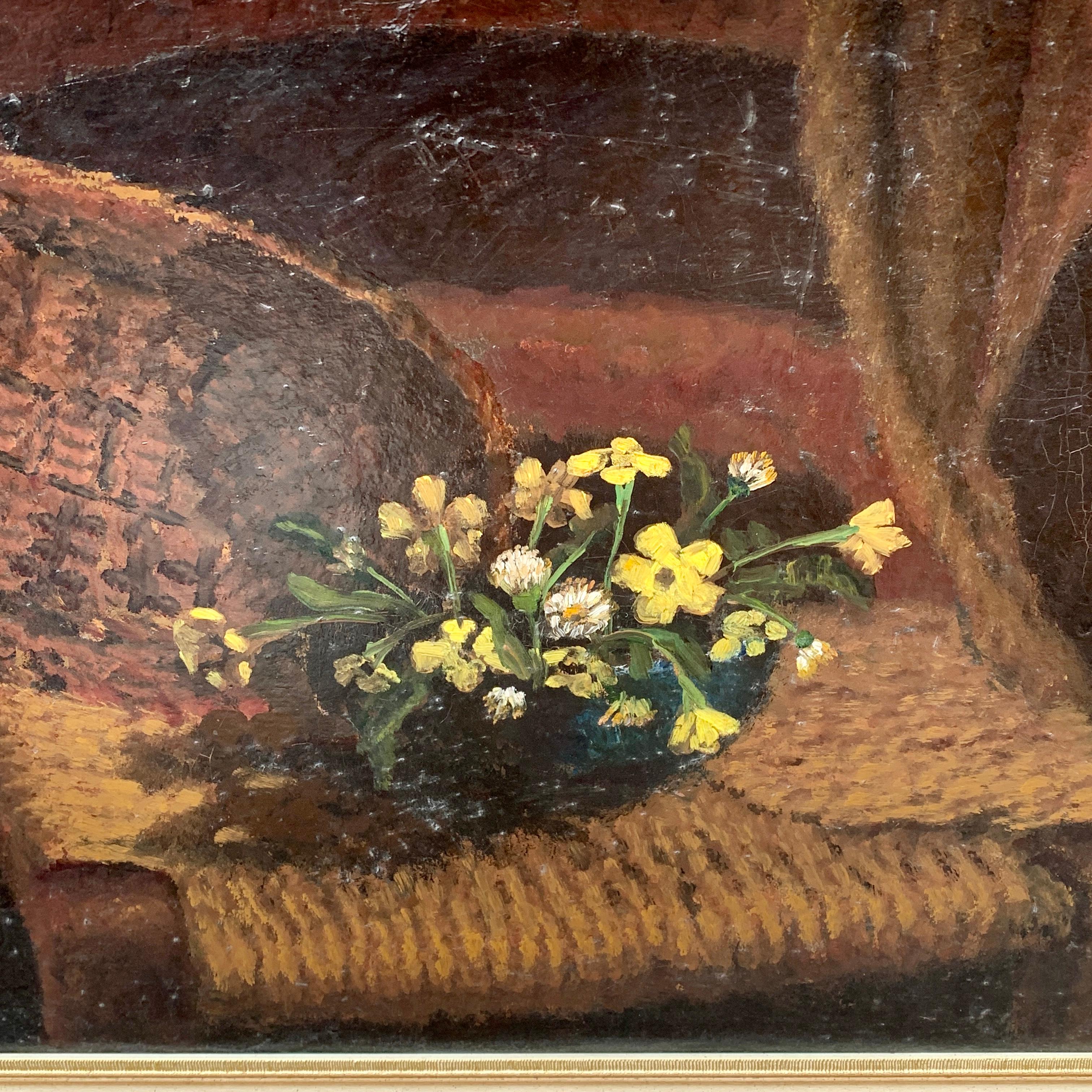Nature morte avec fleurs, peinture à l'huile sur toile de l'artiste américano-italien   en vente 2