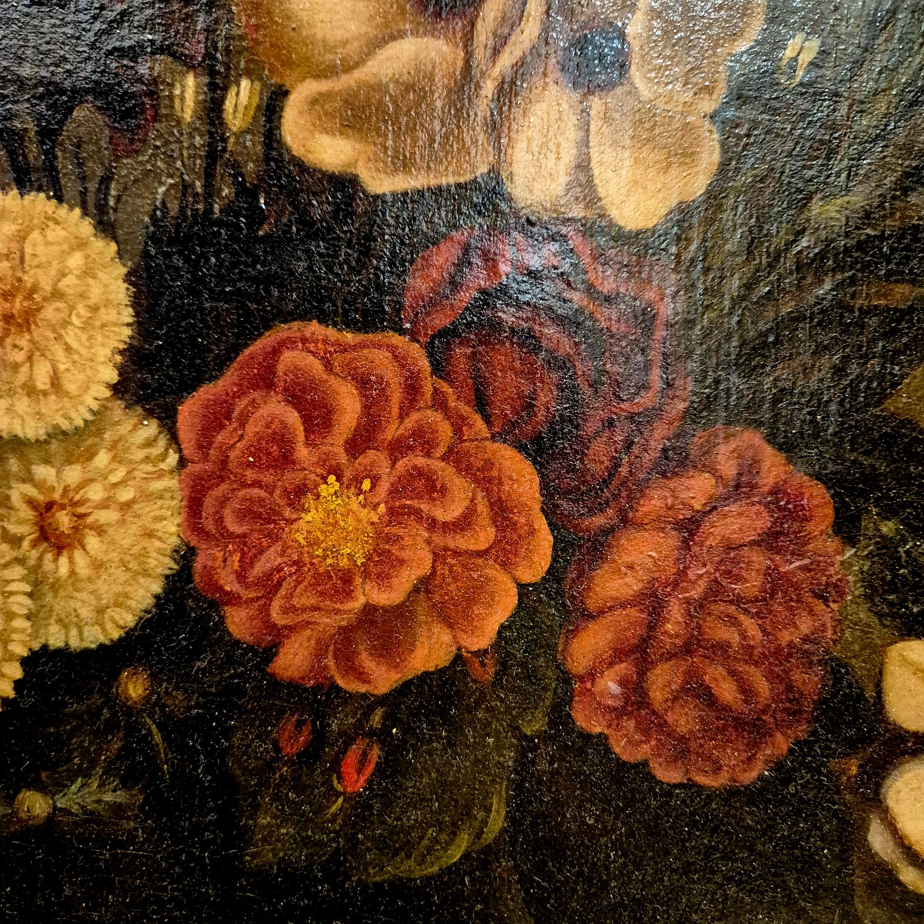 Stillleben mit Blumen, signiert Aurelia Riolso De Mortimer, Öl auf Leinwand, 1887 im Zustand „Gut“ im Angebot in NICE, FR