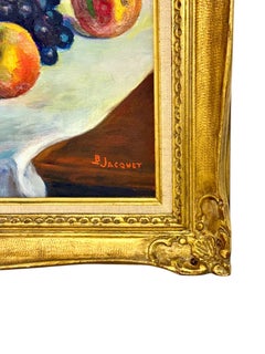 Still Life with Fruit, Oil on Canvas, Signed B. Jacquet, 20th Century