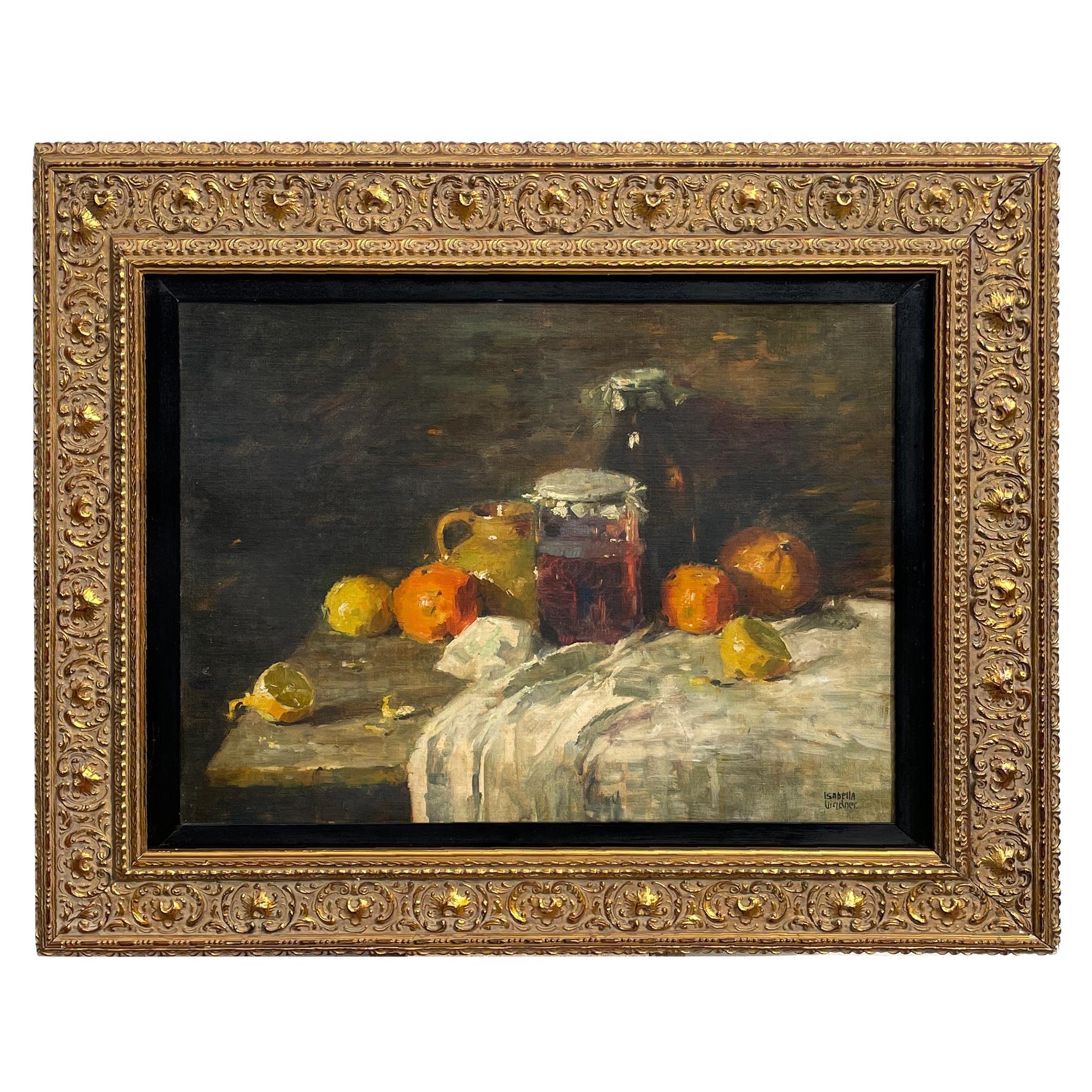  Still Life with Fruit Oil on Canvas, Isabella Lindner, 1930 For Sale