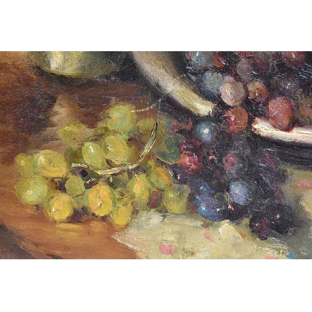 French Still Life with Fruit Painting, Dyf Marcel, Oil Painting, Early XX Century For Sale