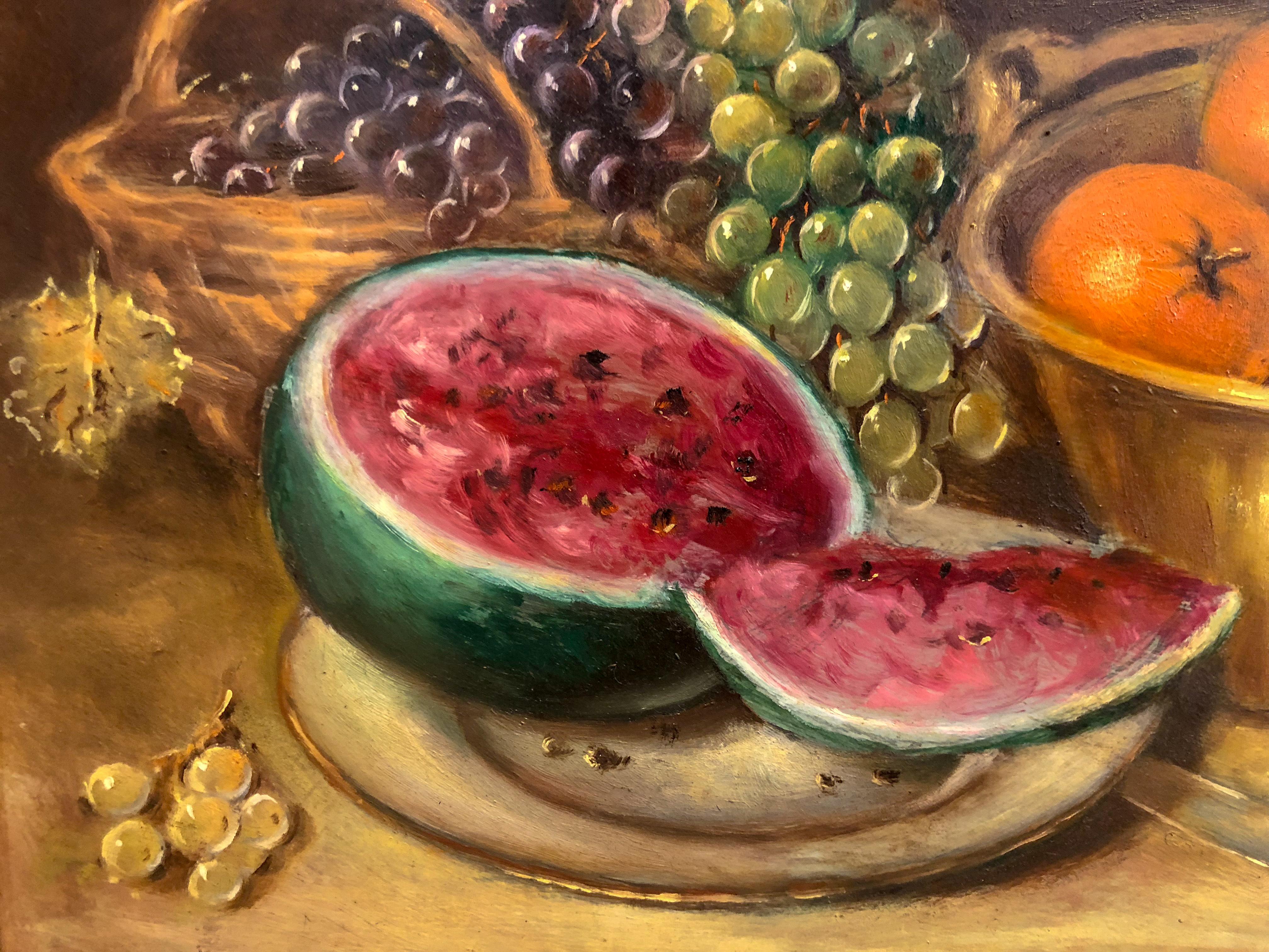 Still-Life with Fruit, Still-Life Oil on Copper, 19th Century In Good Condition For Sale In Lisbon, PT