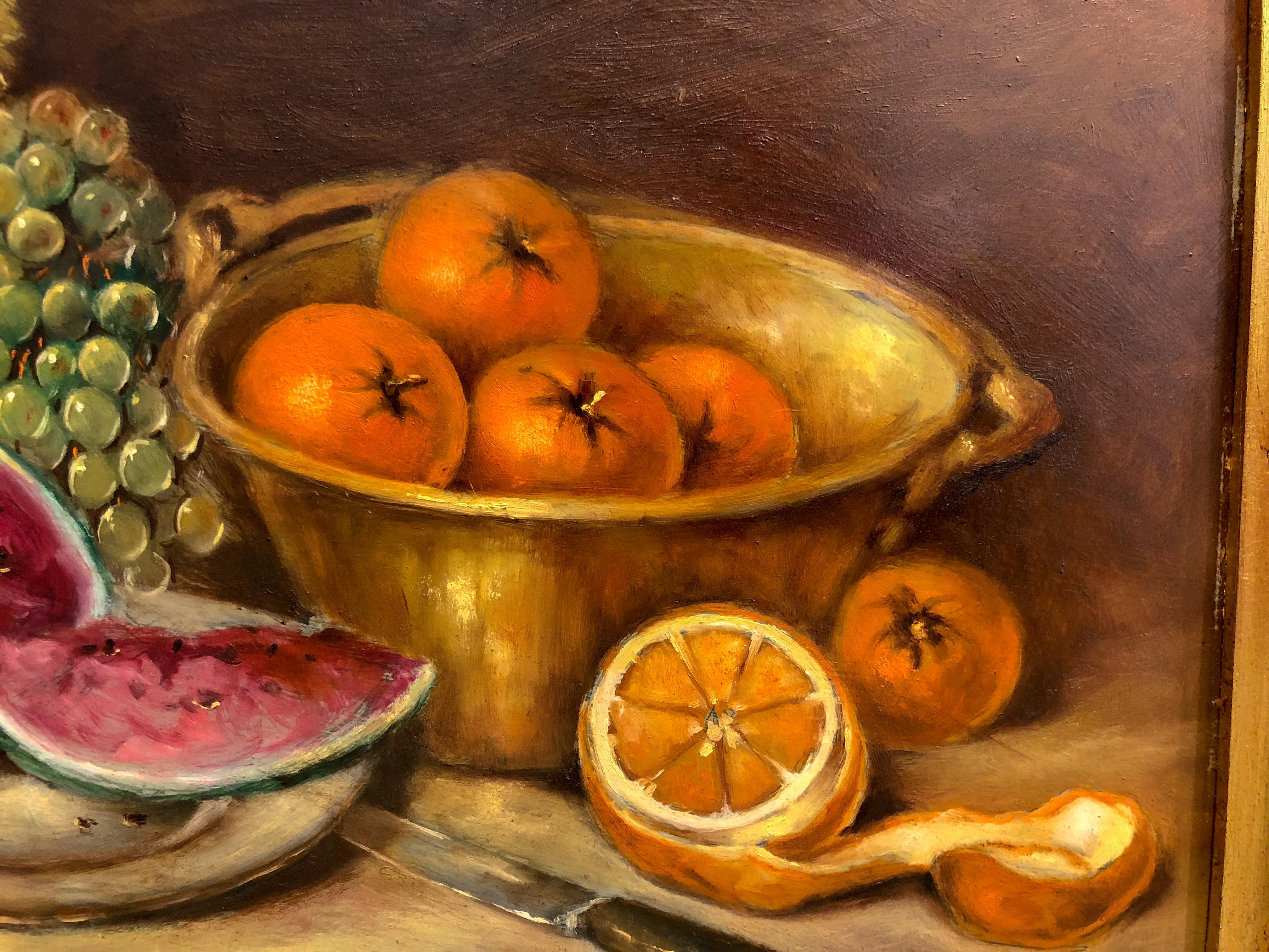 Still-Life with Fruit, Still-Life Oil on Copper, 19th Century For Sale 1