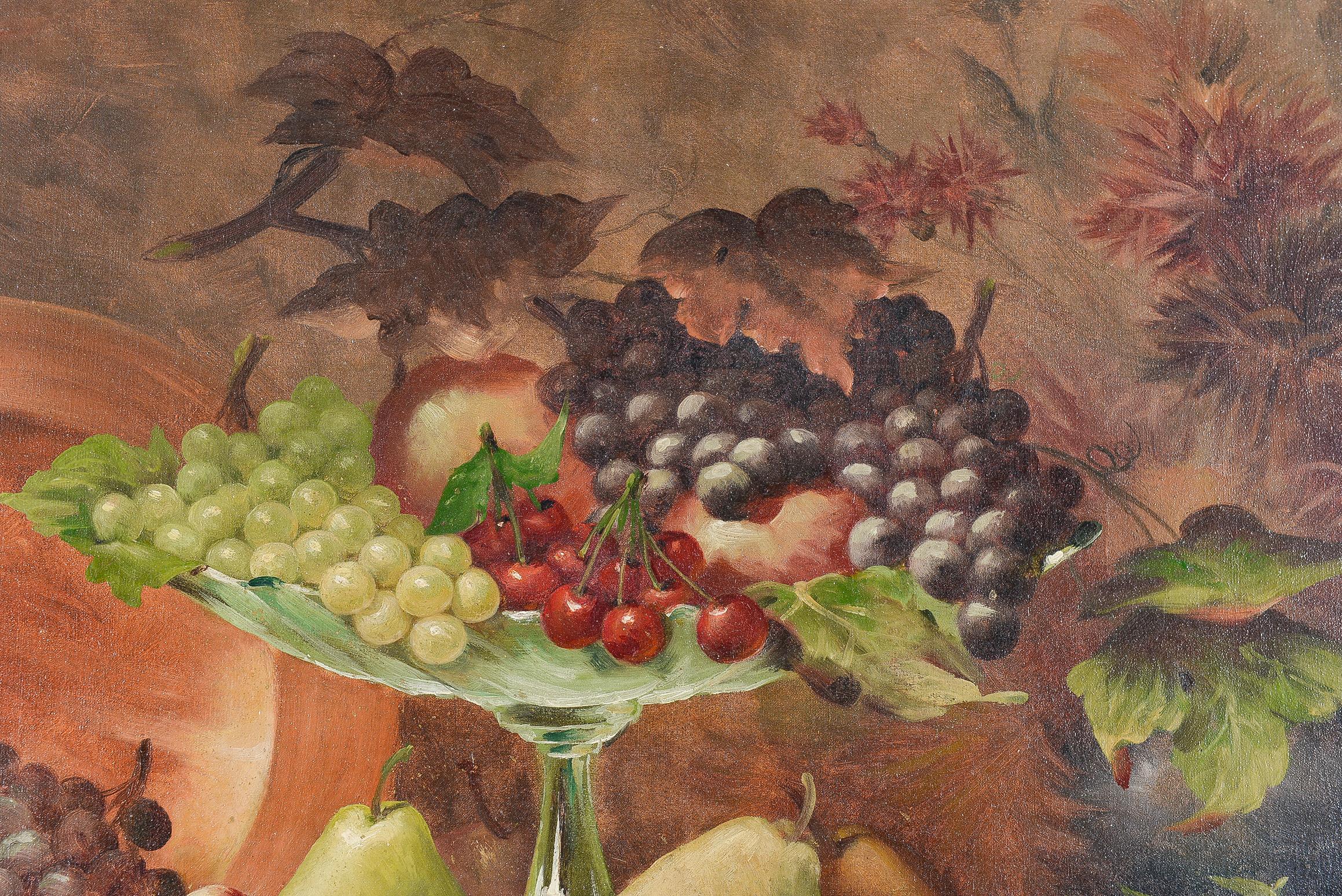 Beaux Arts Still Life with Fruits and Copper Plate For Sale