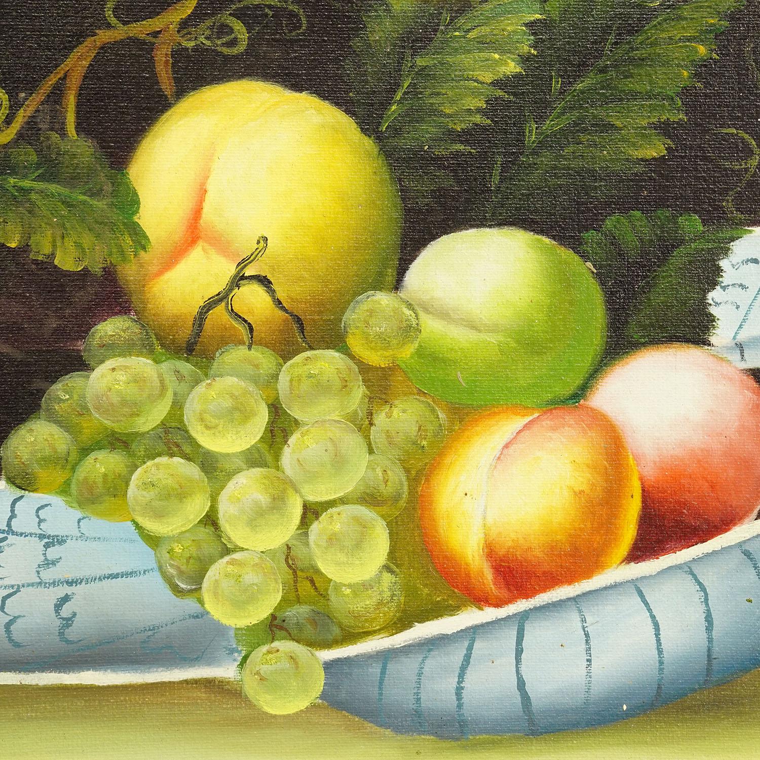 Nature morte aux fruits, peinture à l'huile sur toile, Allemagne, années 1950 Bon état - En vente à Berghuelen, DE