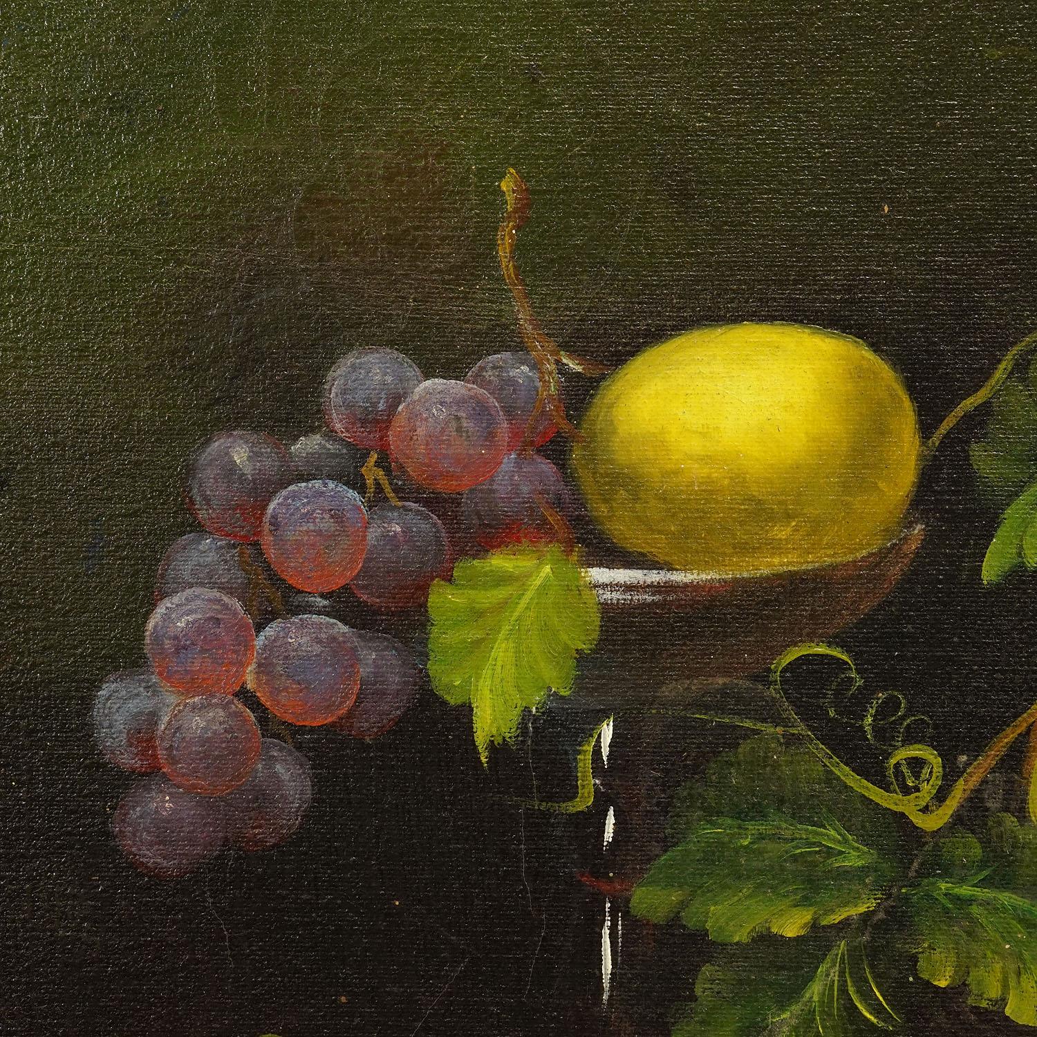 20ième siècle Nature morte aux fruits, peinture à l'huile sur toile, Allemagne, années 1950 en vente