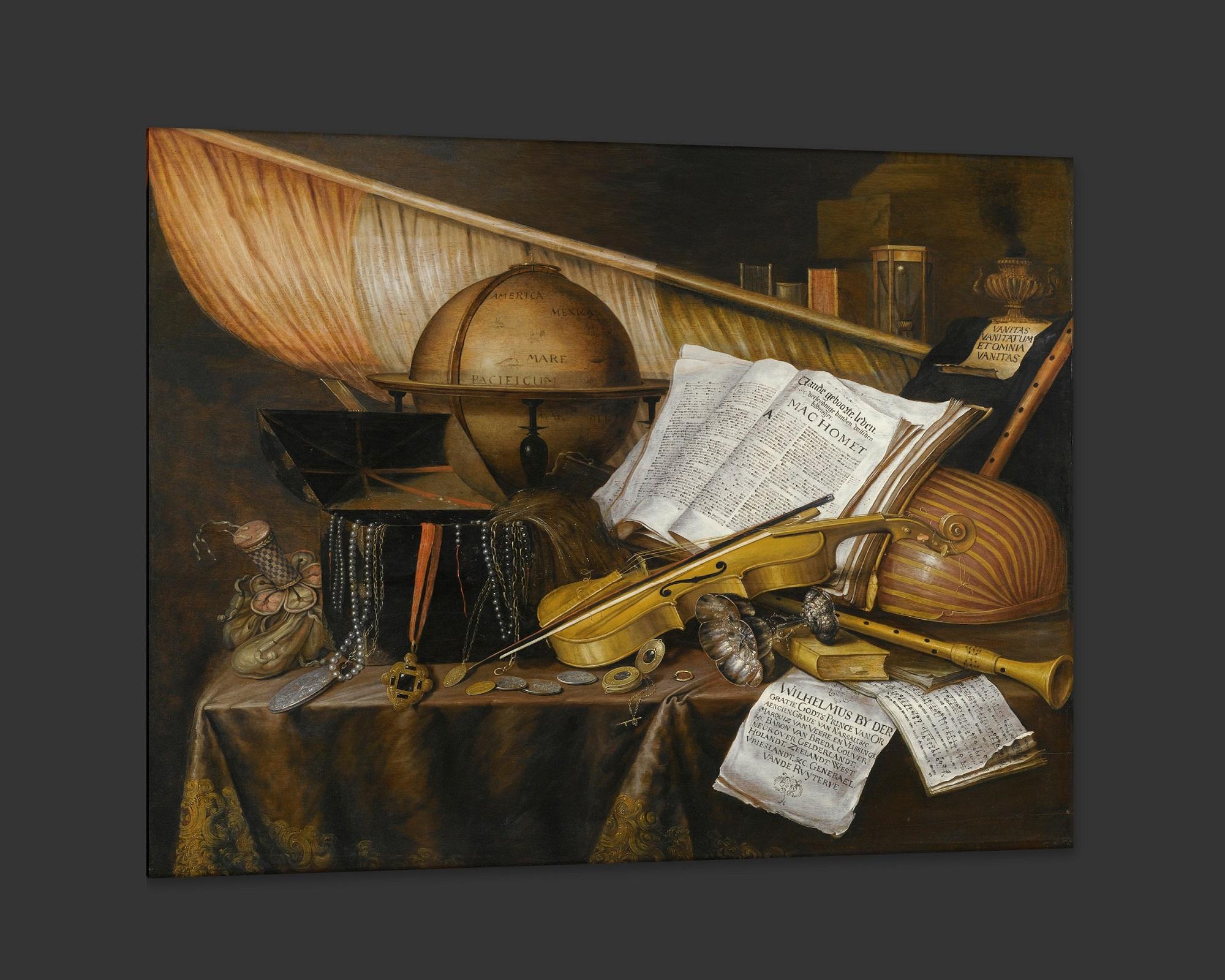 Still Life with Globe, after Grand Tour Oil Painting by Edwaert Collier In New Condition For Sale In Fairhope, AL
