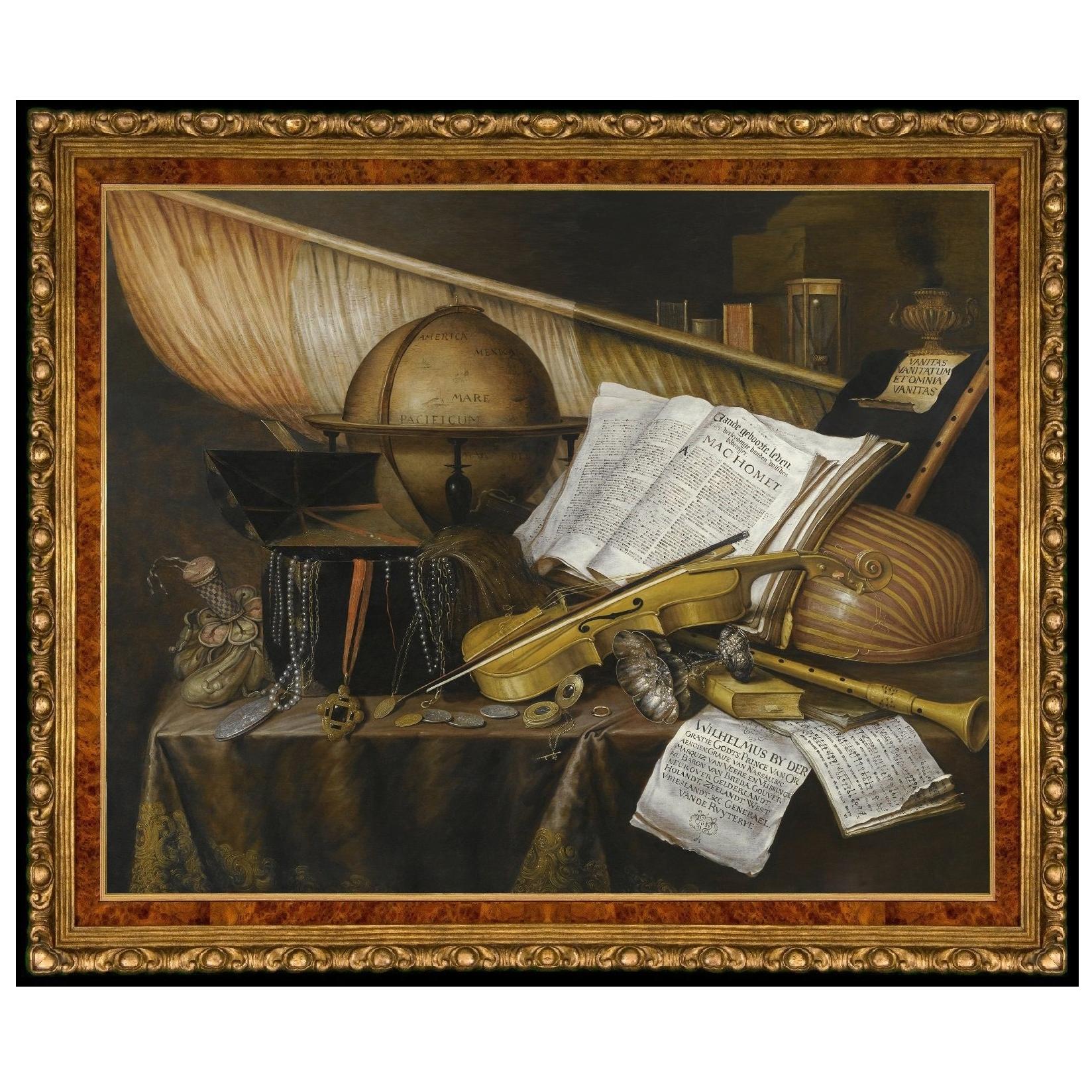 Still Life with Globe, after Grand Tour Oil Painting by Edwaert Collier For Sale
