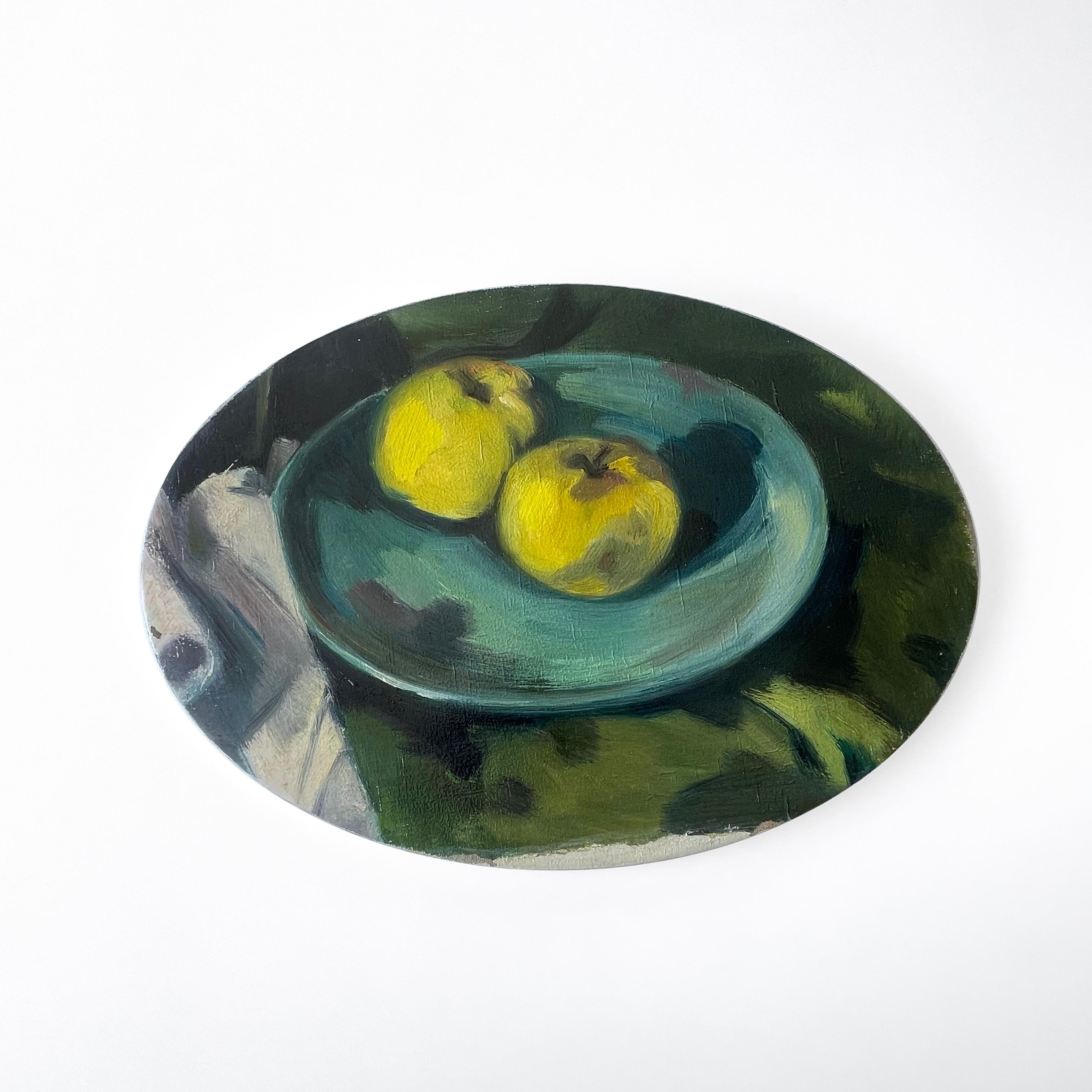 Wall Art Installation: Plates + Oil on Canvas - 