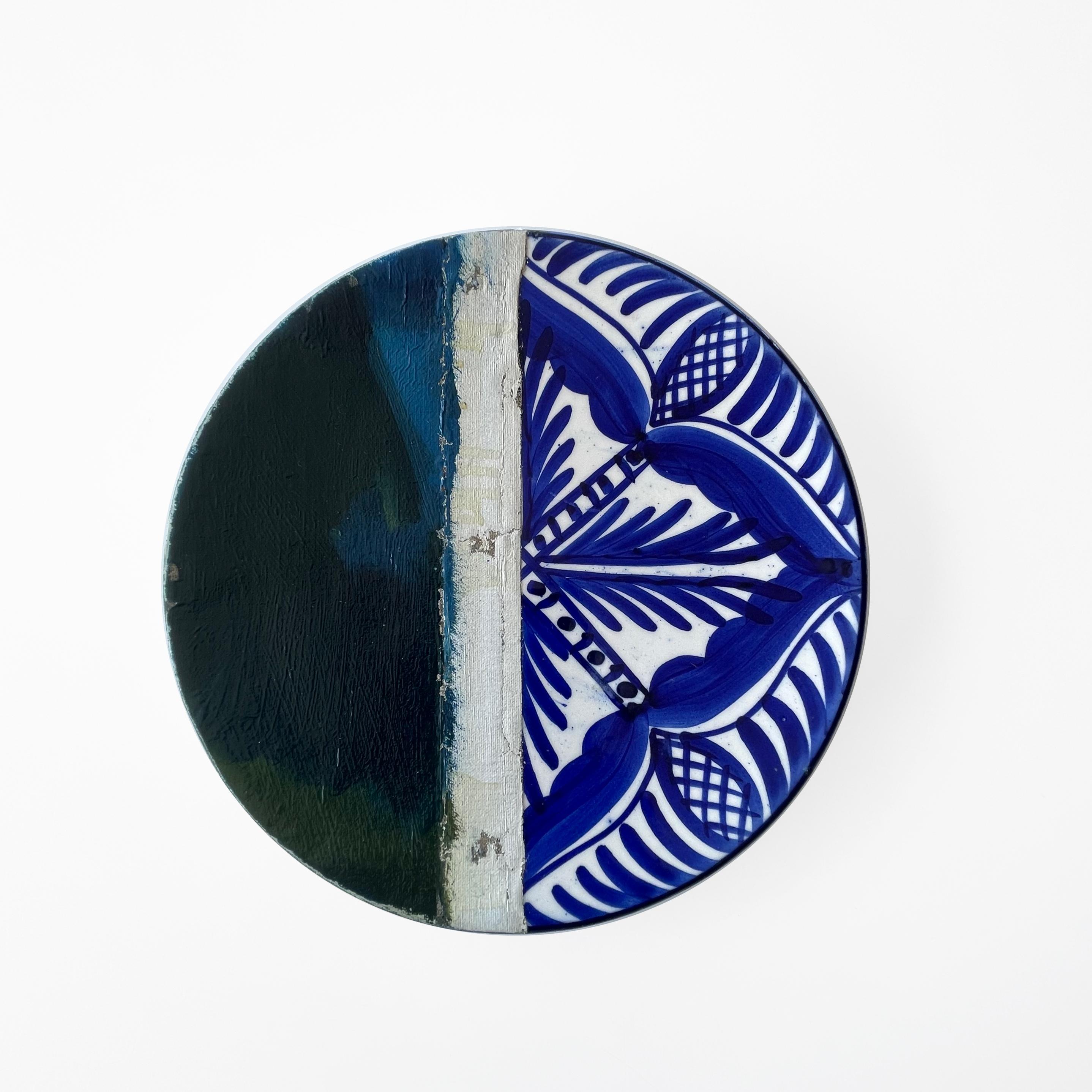 Wall Art Installation: Plates + Oil on Canvas - 
