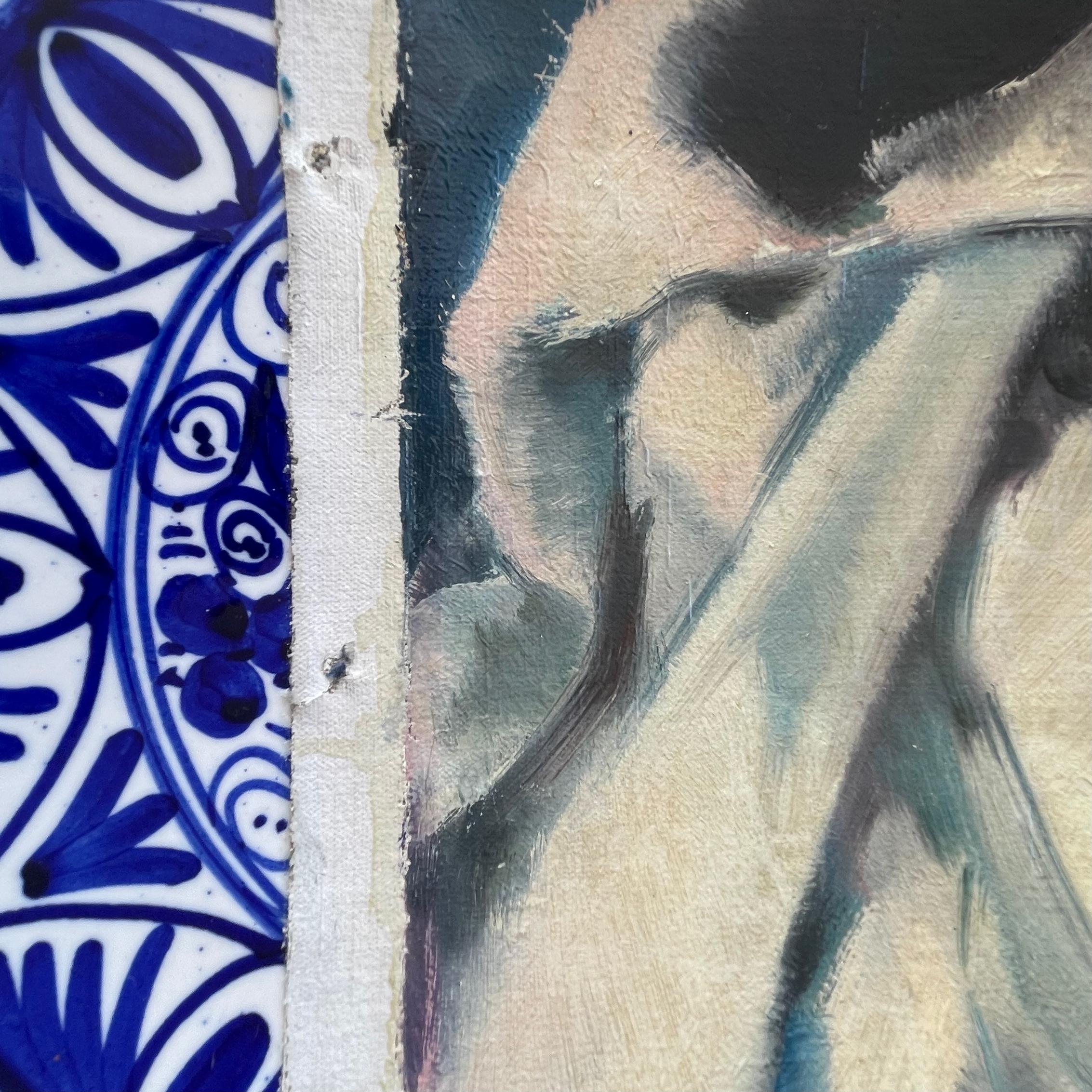 Wall Art Installation: Plates + Oil on Canvas - 