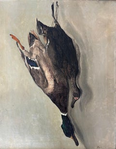 Still Life with Hanging Mallards, Oil on Canvas, Signed and Dated 1915