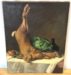 Still Life with Hare, Partridge, Cabbage, and Wine” by Fortuné Vernier