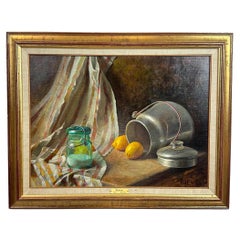 Natura morta con limoni e peltro, Olio su tela, Firmato Paul Wilson, 24 x 30