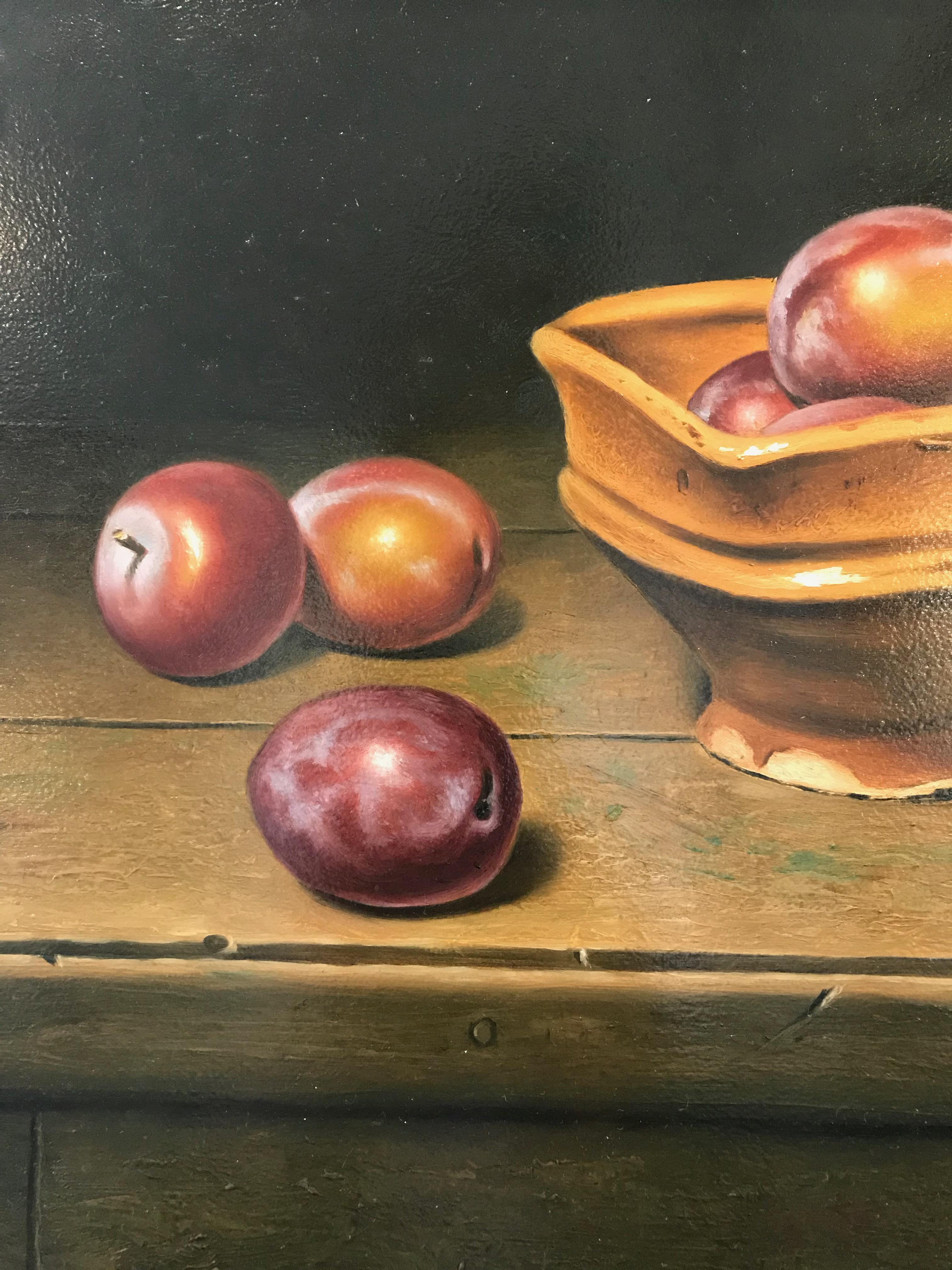 'Still Life with Plums' by Stefaan Eyckmans In Excellent Condition For Sale In Woodbury, CT