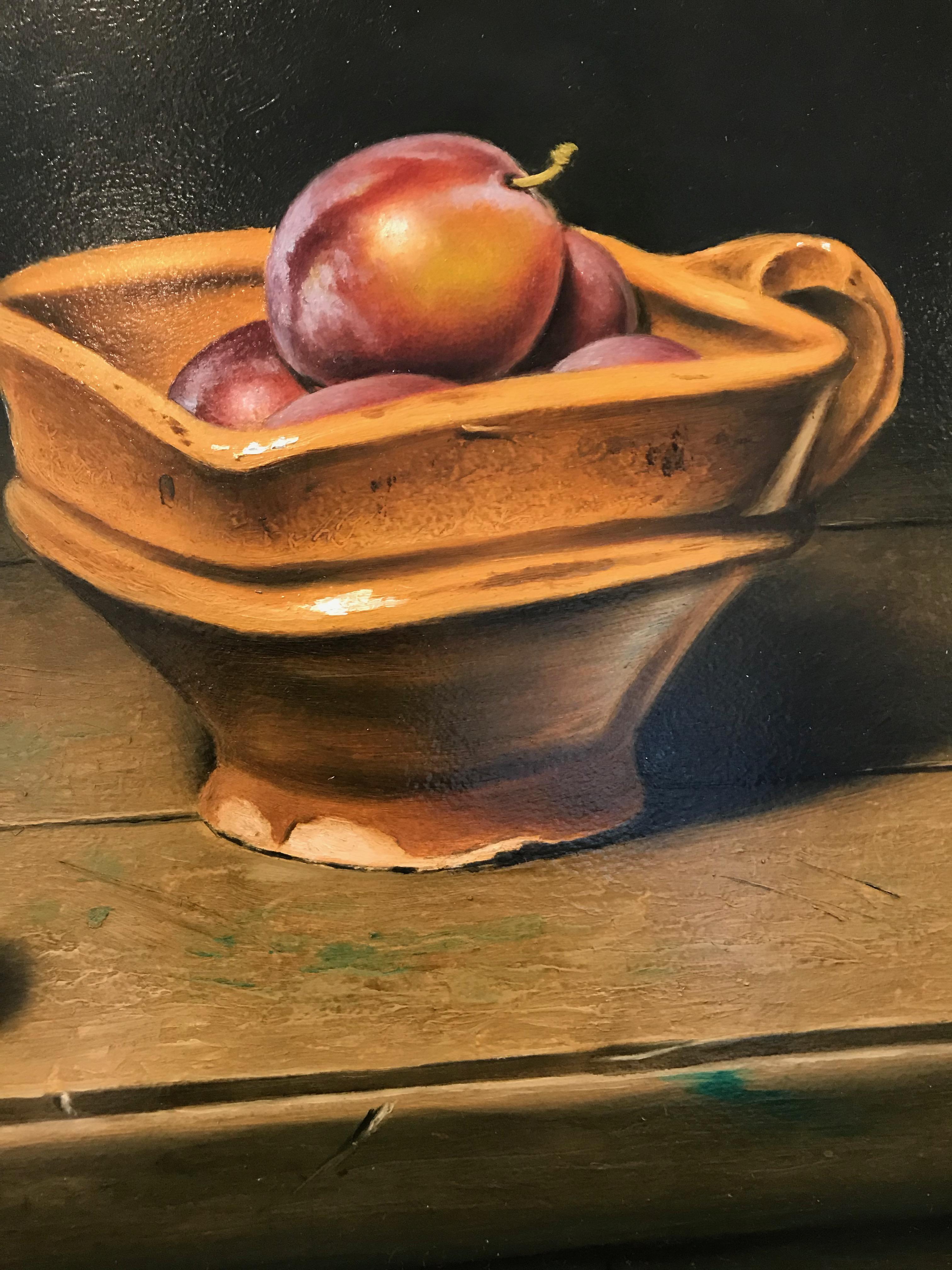 Wood 'Still Life with Plums' by Stefaan Eyckmans For Sale